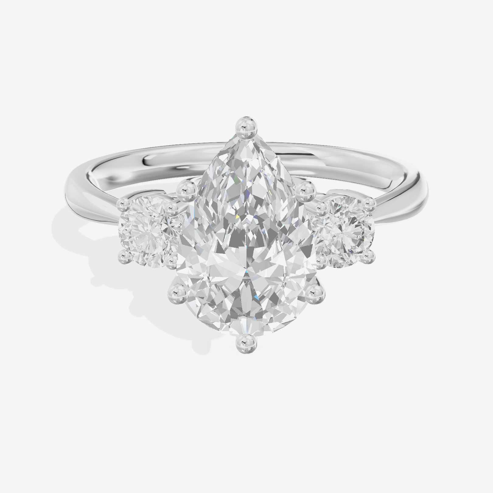 Grand Sincere Three Stone Pear Engagement Ring (1/3 ct. tw.) in 14K White Gold