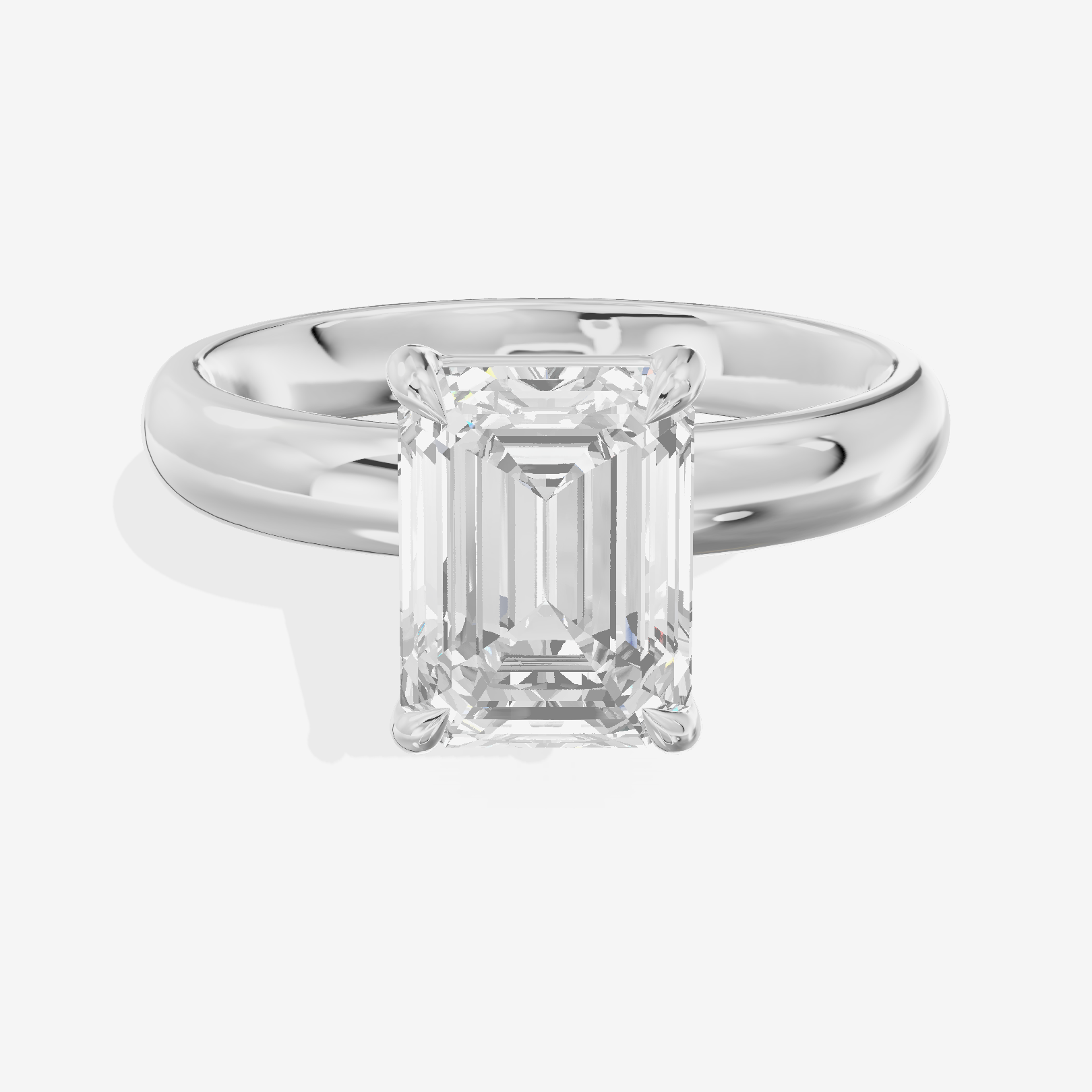 Whisper 3mm Emerald Solitaire Engagement Ring in 18K White Gold