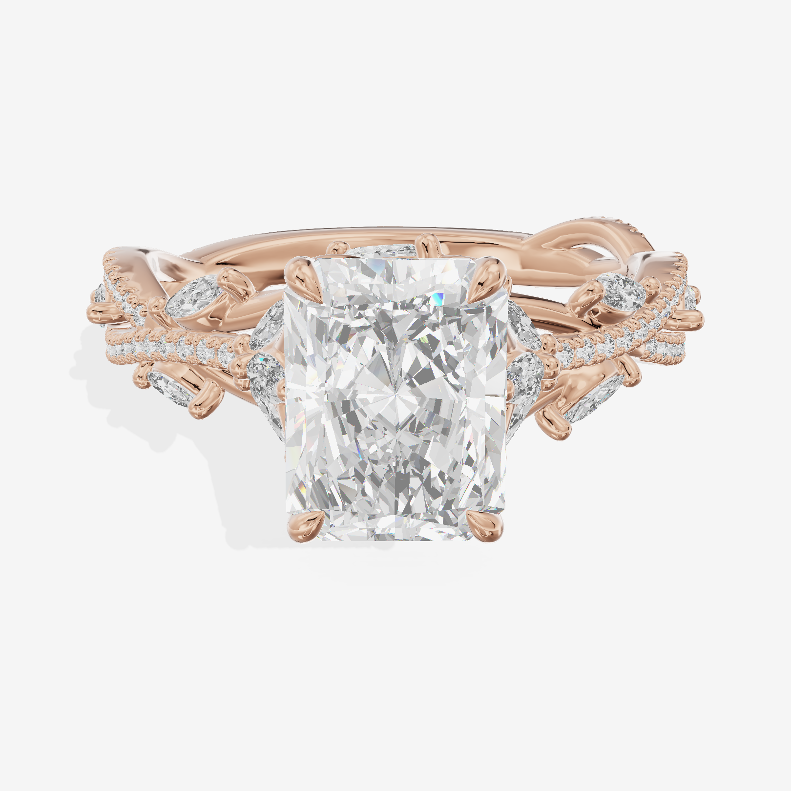 Grand Twine Radiant Twisted Engagement Ring (3/4 ct. tw.) in 18K Rose Gold