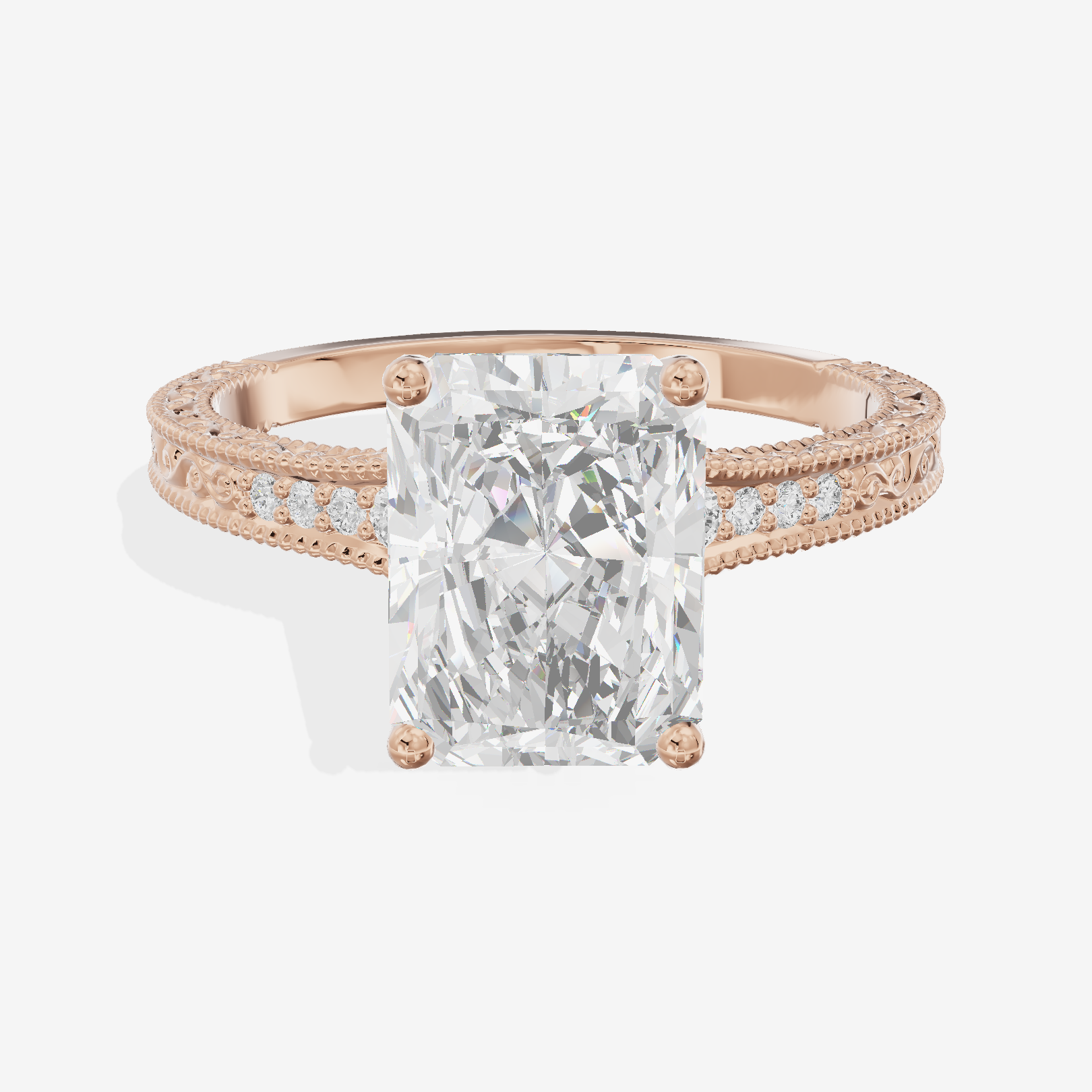 Vintage Sincere Radiant Engagement Ring (1/10 ct. tw.) in 18K Rose Gold