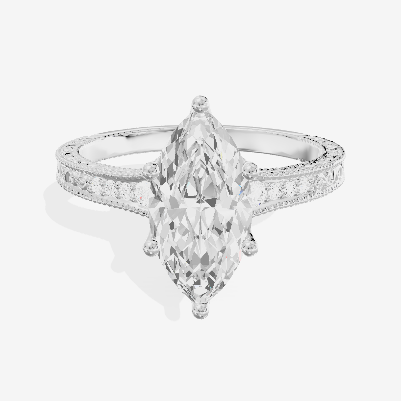 Vintage Sincere Marquise Engagement Ring (1/10 ct. tw.) in 18K White Gold