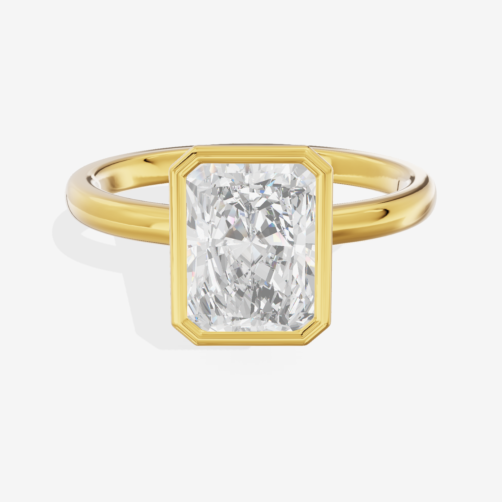 Trellise Bezel 2mm Radiant Solitaire Engagement Ring in 18K Yellow Gold