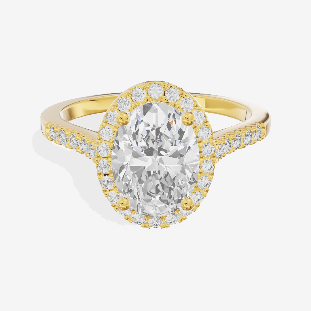 Lumera Halo Oval Engagement Ring (1/5 ct. tw.) in 14K Yellow Gold