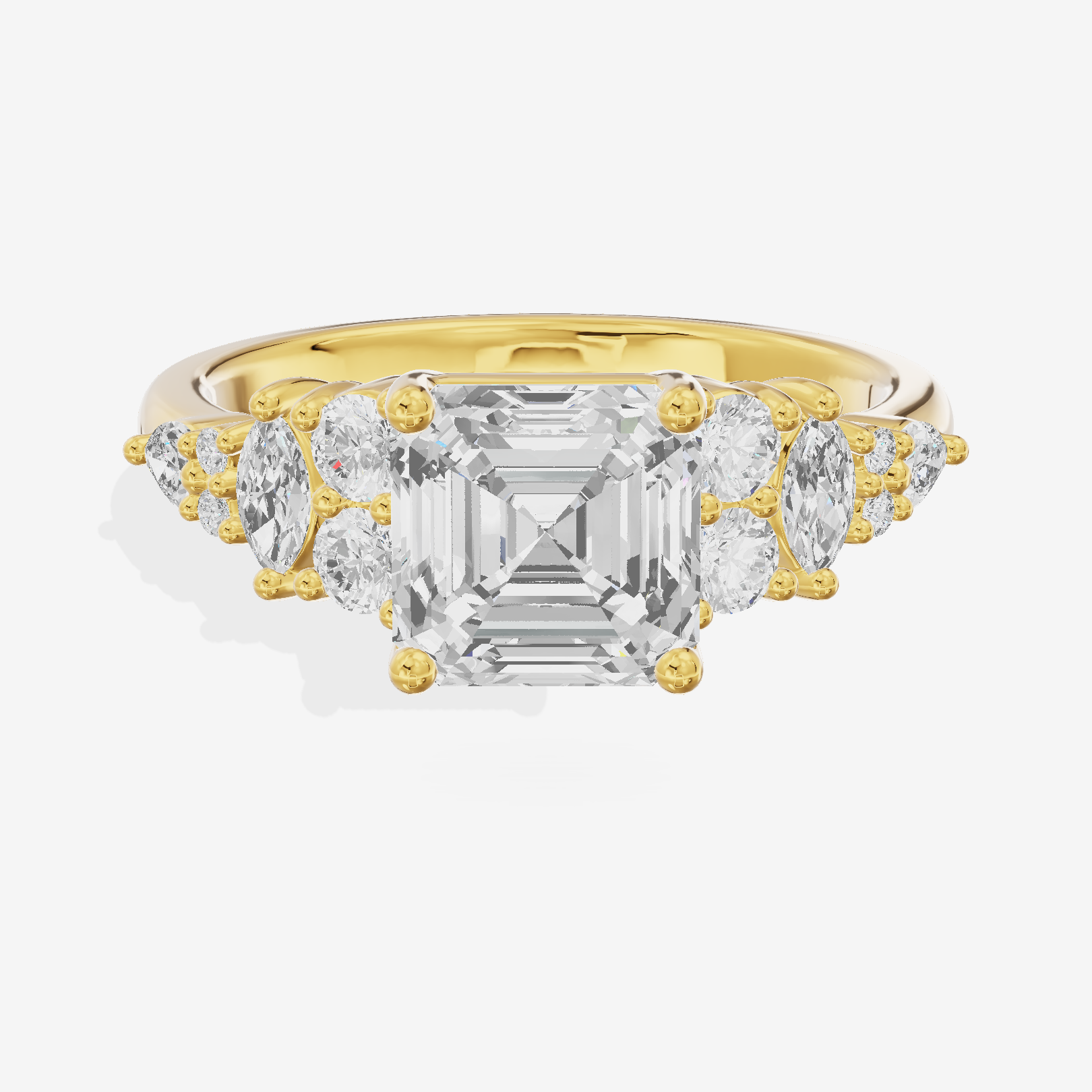 Modern Whisper Asscher Engagement Ring with Side Stones (2/5 ct. tw.) in 18K Yellow Gold