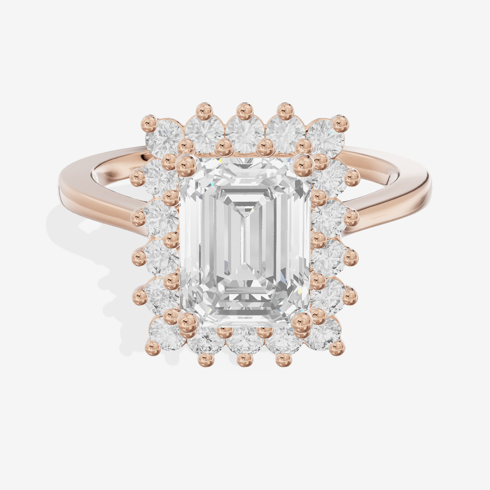 Liviana Halo Emerald Engagement Ring (1/4 ct. tw.) in 14K Rose Gold