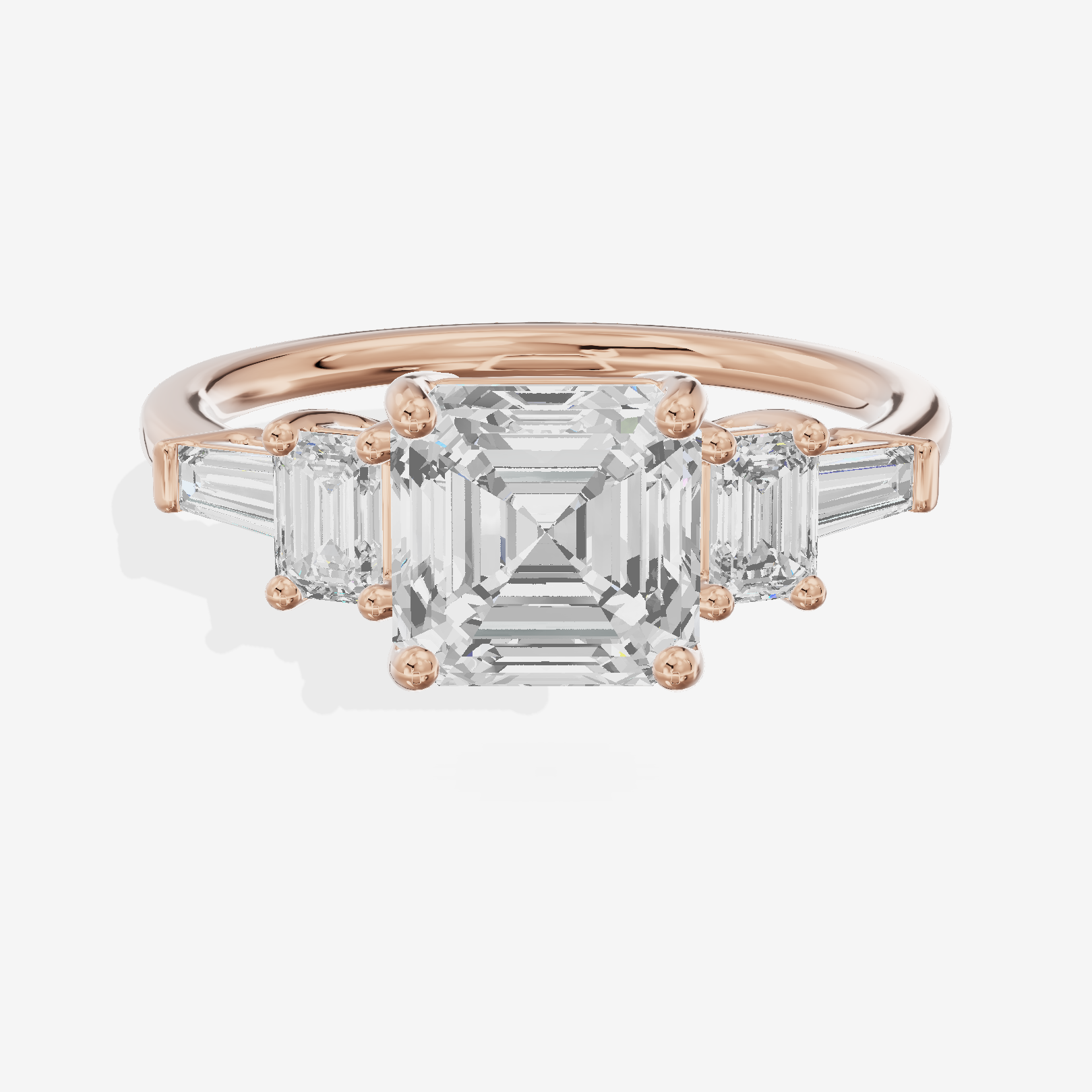 Vowsae Five Stone Asscher Engagement Ring (3/4 ct. tw.) in 14K Rose Gold