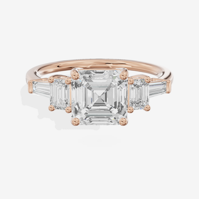 Vowsae Five Stone Asscher Engagement Ring (3/4 ct. tw.) in 14K Rose Gold