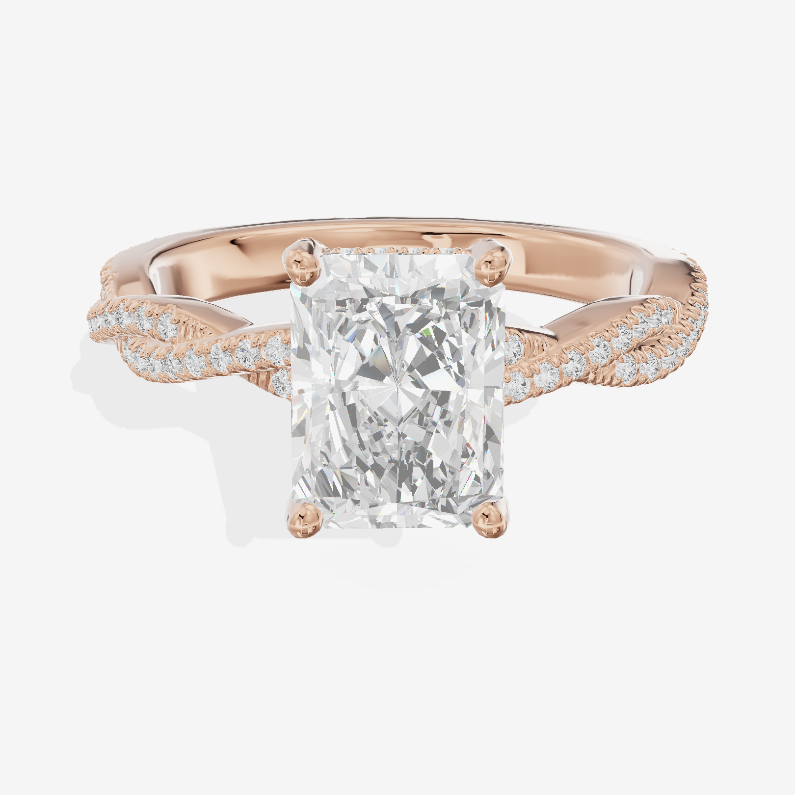Luxe Twine Radiant Twisted Engagement Ring (1/3 ct. tw.) in 18K Rose Gold