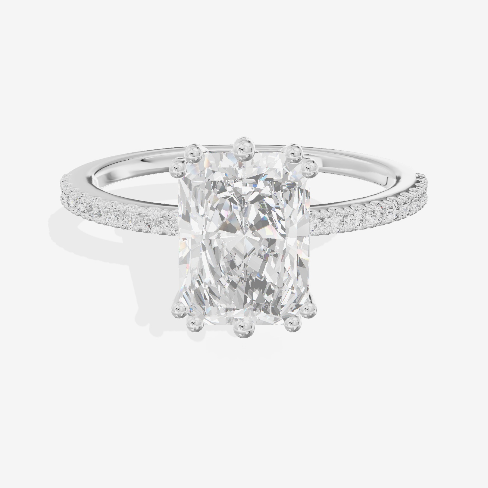 Luxe Mirelle Radiant Hidden Halo Engagement Ring (1/6 ct. tw.) in Platinum