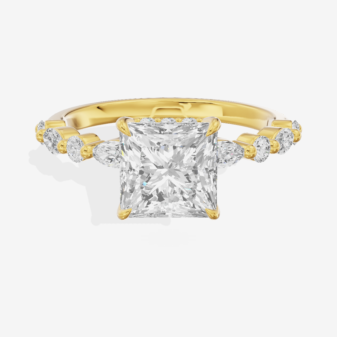 Adorae Pavé Princess Hidden Halo Engagement Ring (1/3 ct. tw.) in 18K Yellow Gold