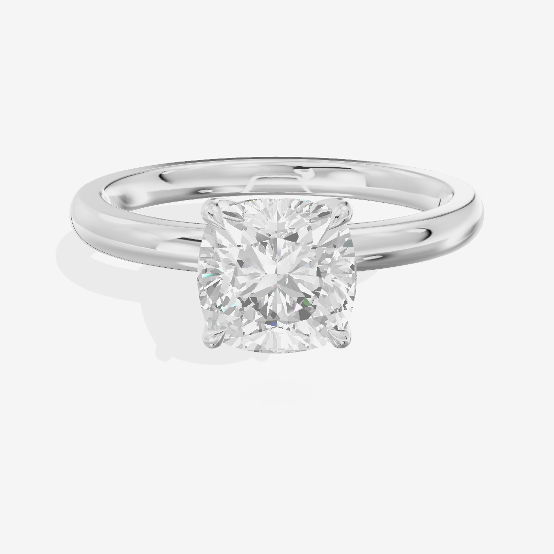 Petite Tender 2mm Cushion Solitaire Engagement Ring in 18K White Gold