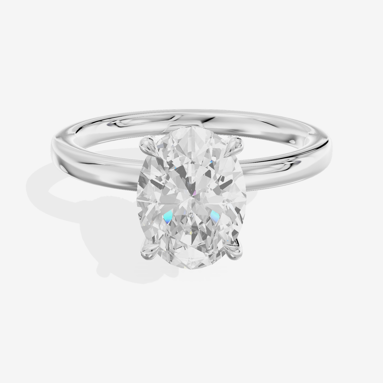 Selenia Basket Split Shank Oval Engagement Ring with Side Stones (1/8 ct. tw.) in 18K White Gold