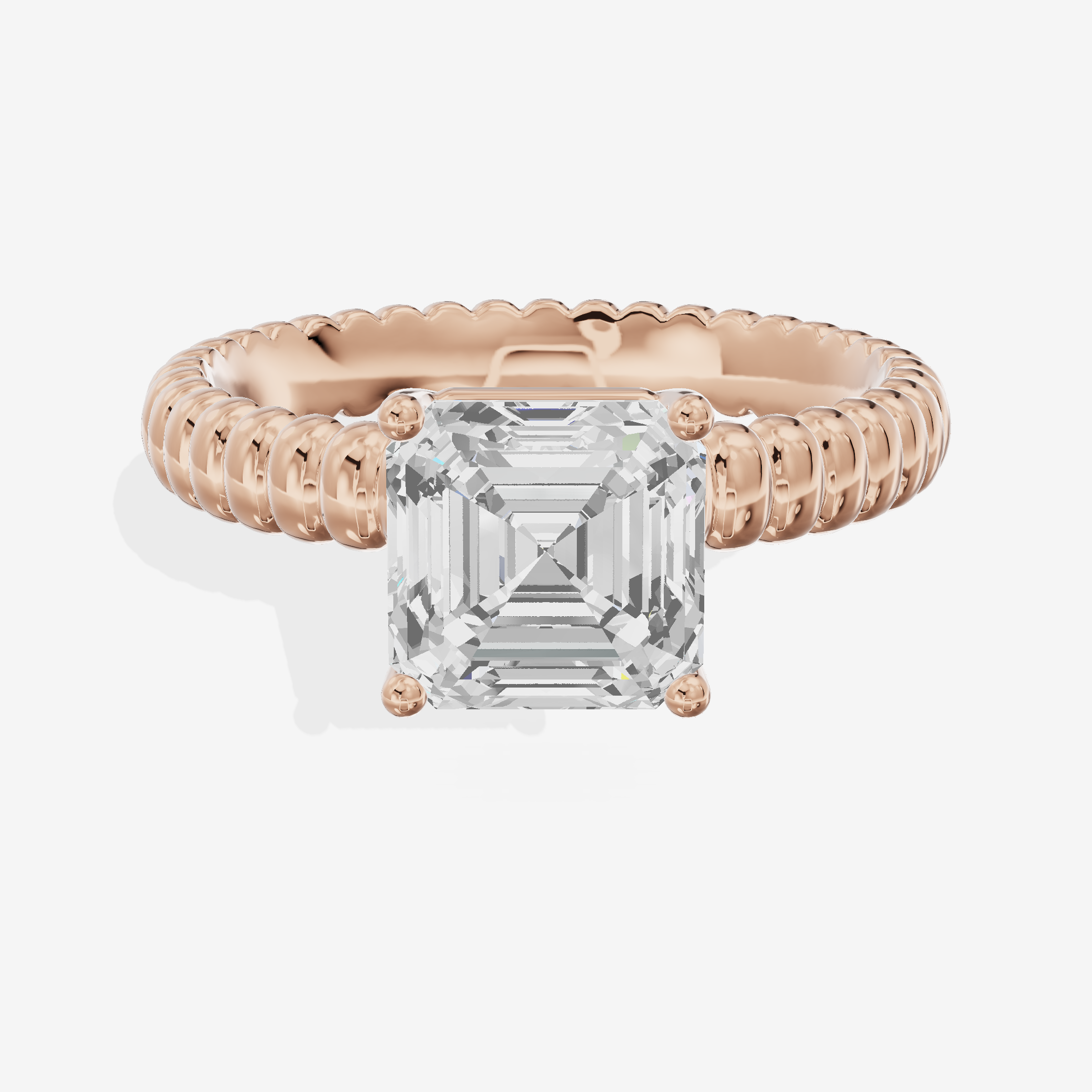 Lustrous Aimora 3mm Asscher Solitaire Engagement Ring in 18K Rose Gold