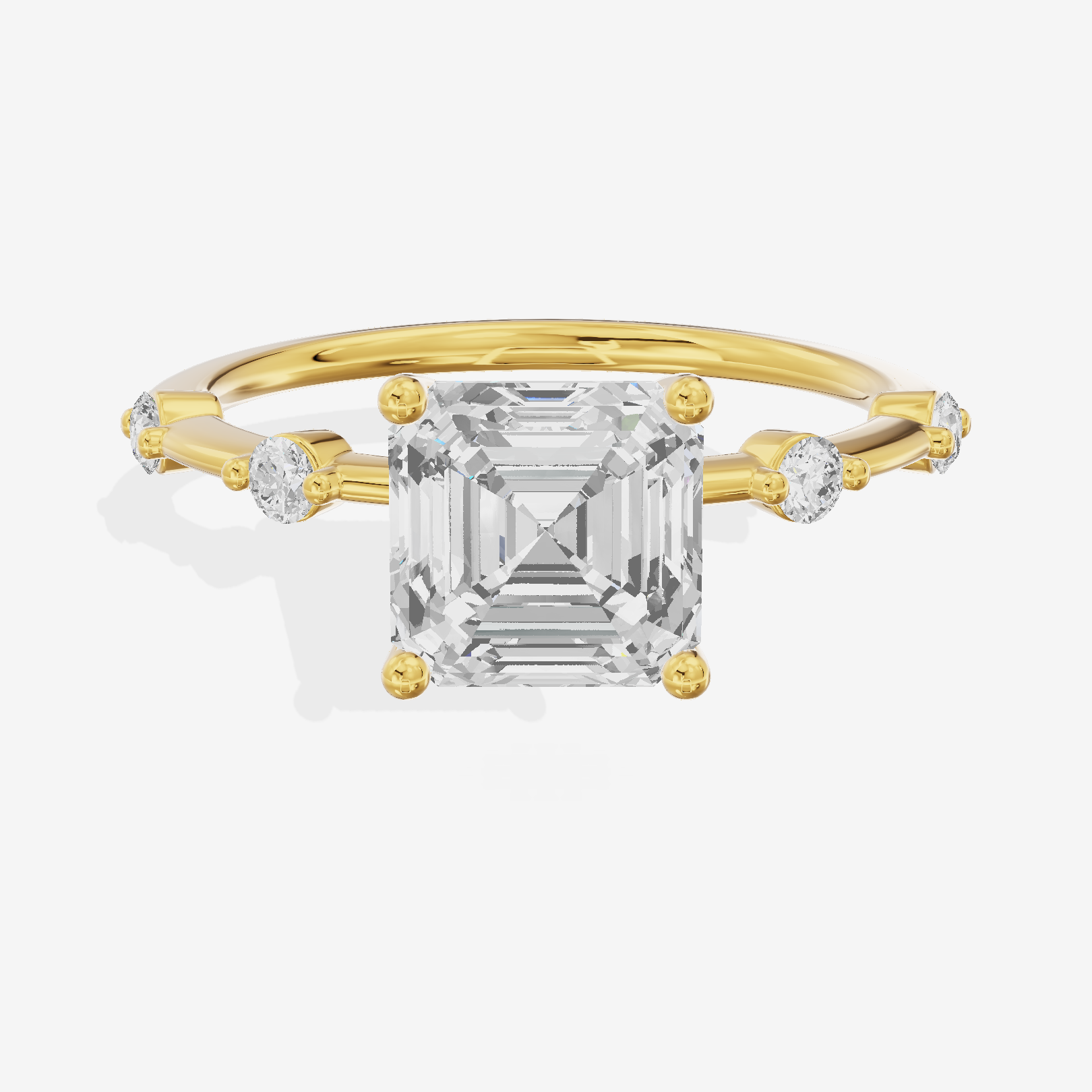 Grand Trueheart Asscher Engagement Ring with Side Stones (1/2 ct. tw.) in 14K Yellow Gold