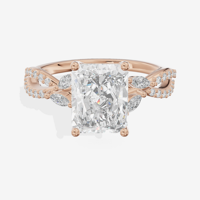 Luxe Lumera Radiant Engagement Ring with Side Stones (1/4 ct. tw.) in 18K Rose Gold