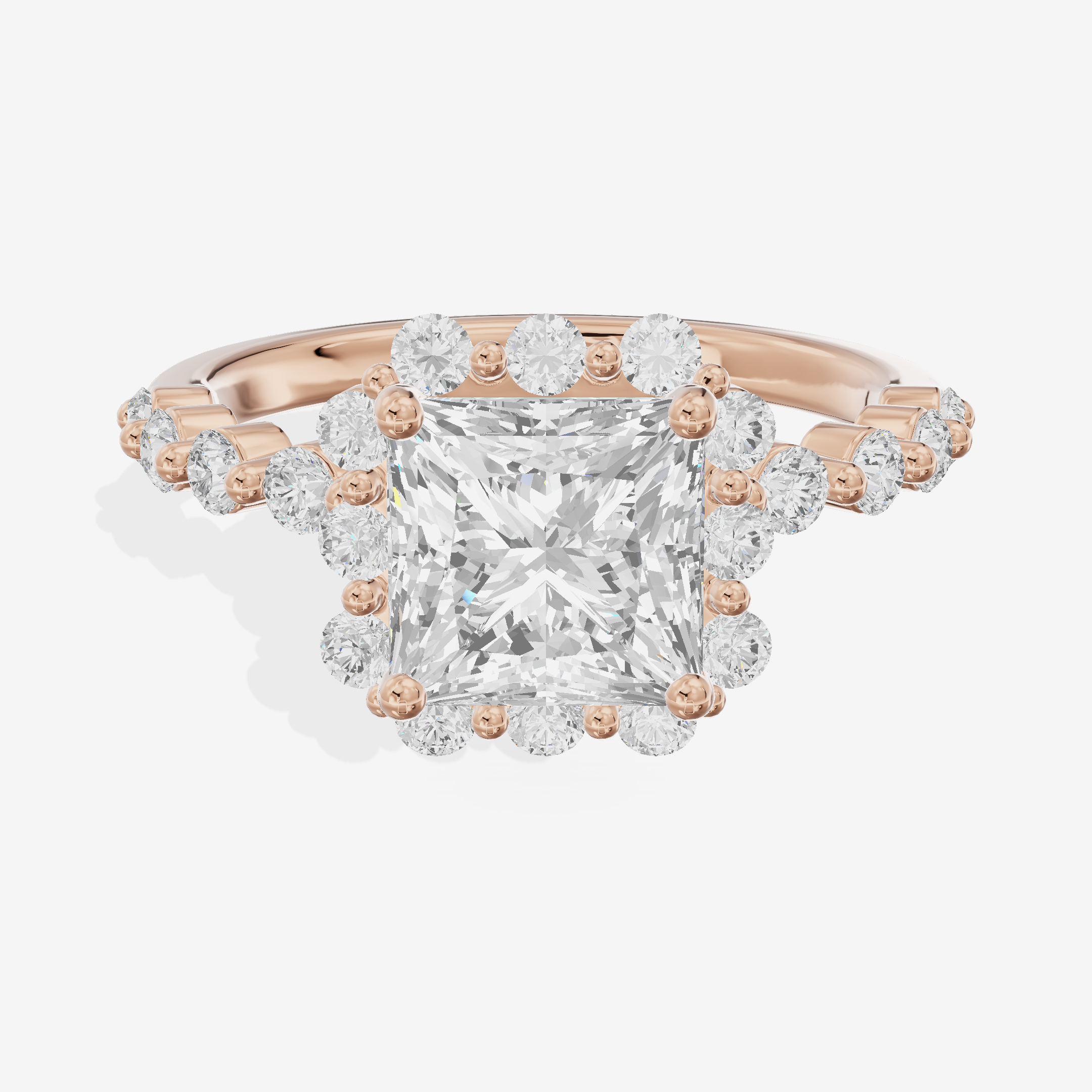 Clusta Halo Princess Engagement Ring (1/2 ct. tw.) in 14K Rose Gold