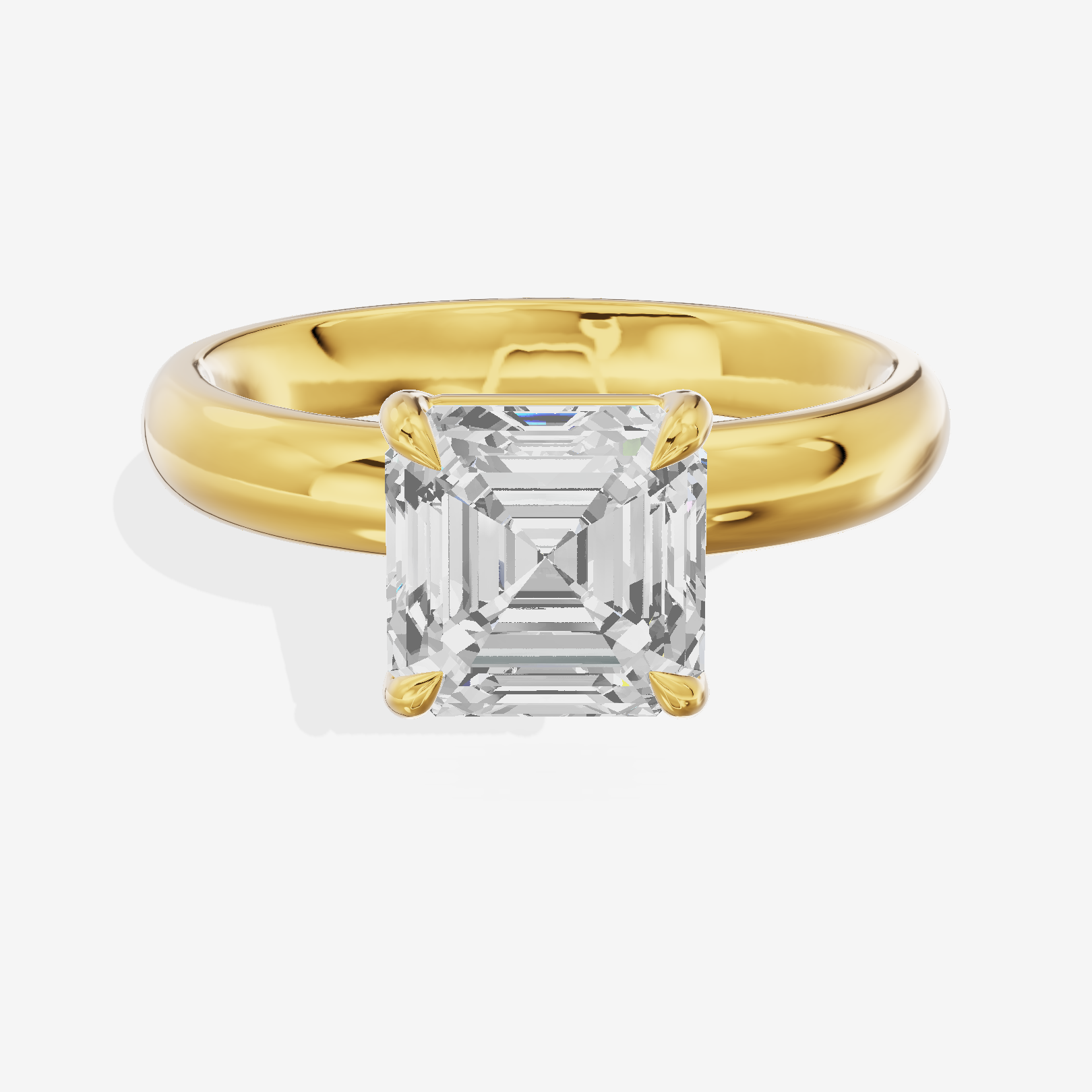 Whisper 3mm Asscher Solitaire Engagement Ring in 14K Yellow Gold