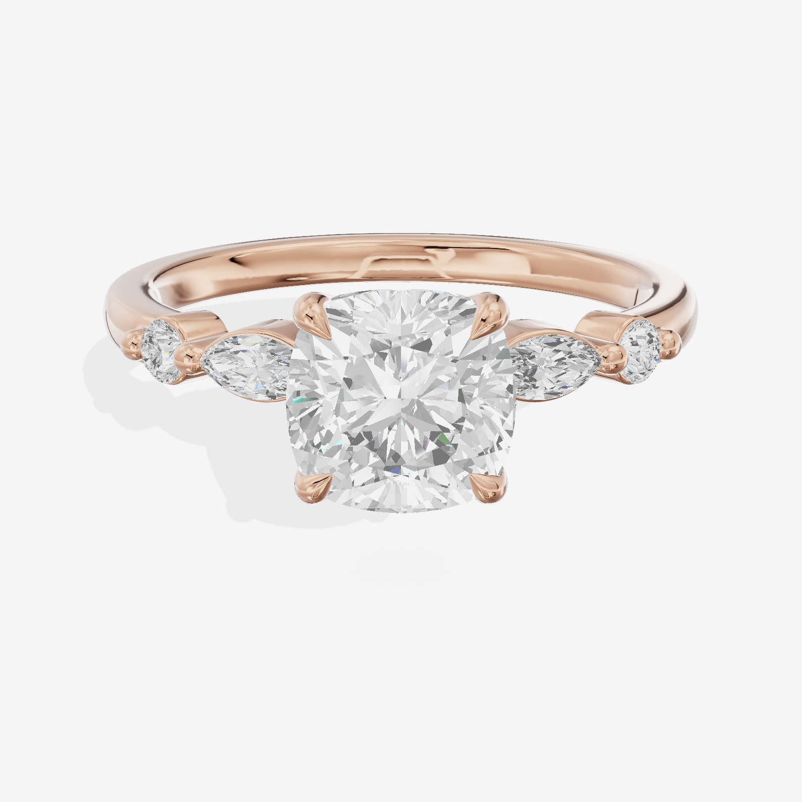 Eternal Promezza Cushion Engagement Ring with Side Stones (1/6 ct. tw.) in 18K Rose Gold