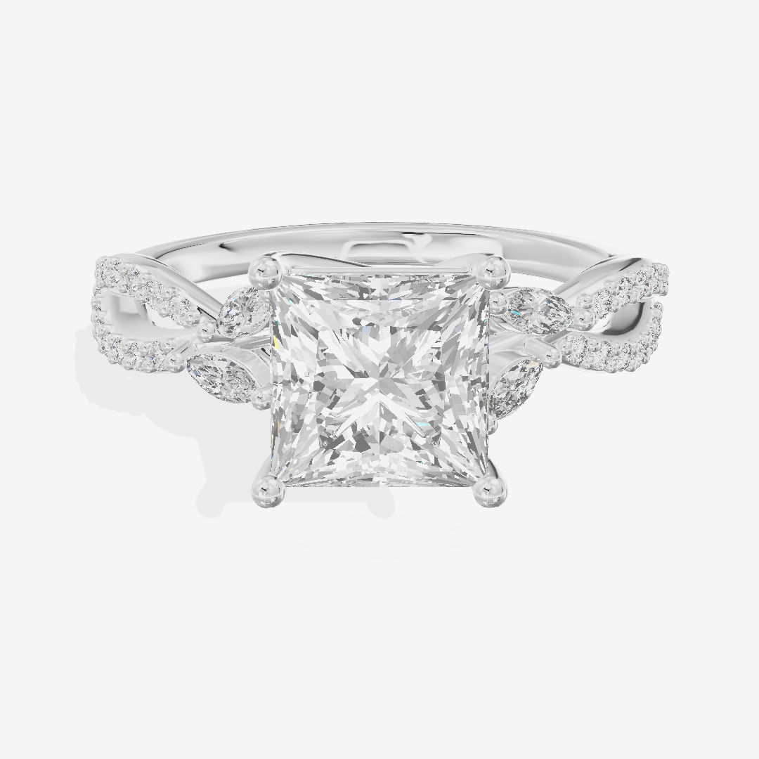 Luxe Domeline 1.5mm Princess Solitaire Engagement Ring (1/8 ct. tw.) in 18K White Gold