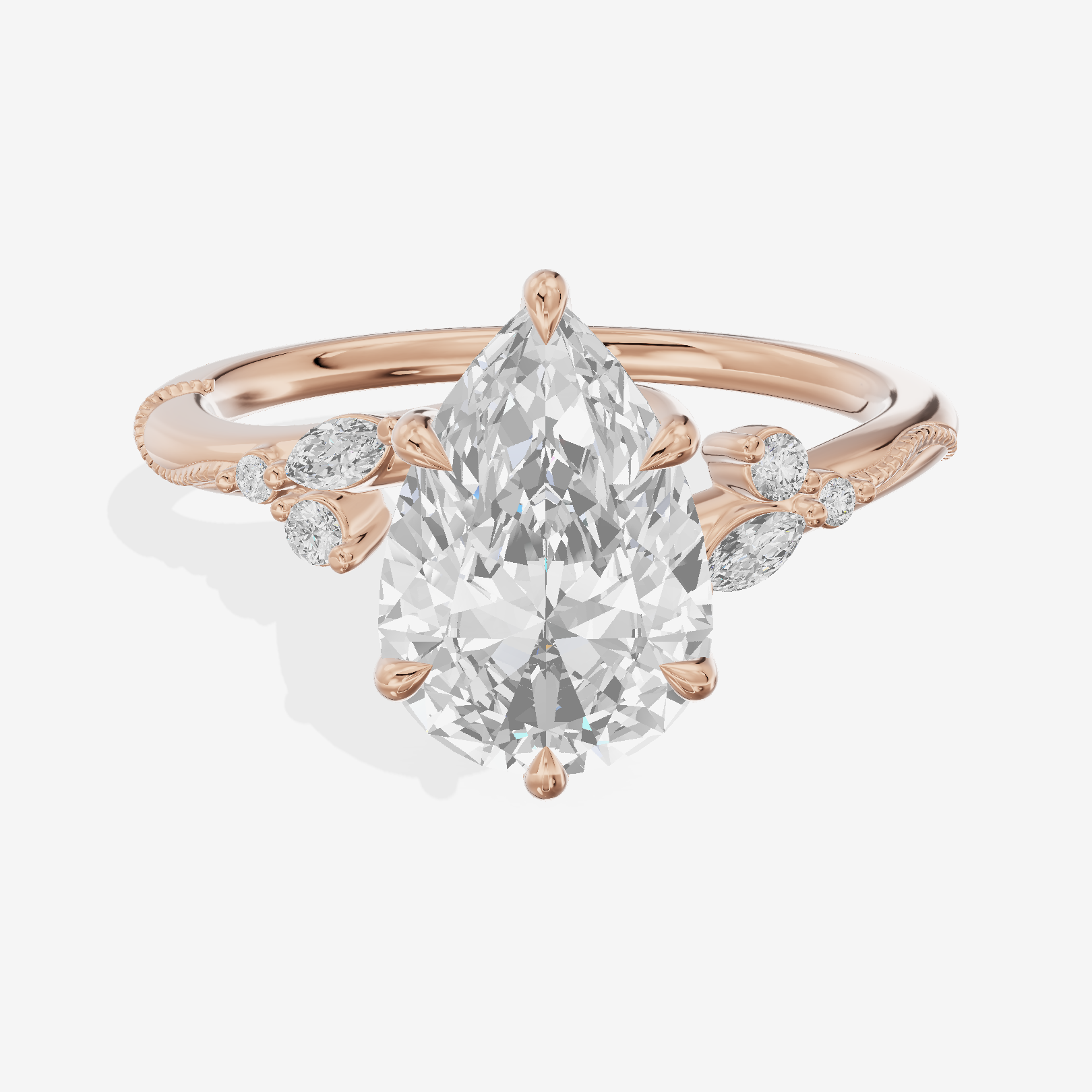 Vintage Lumera Pear Engagement Ring (1/10 ct. tw.) in 18K Rose Gold