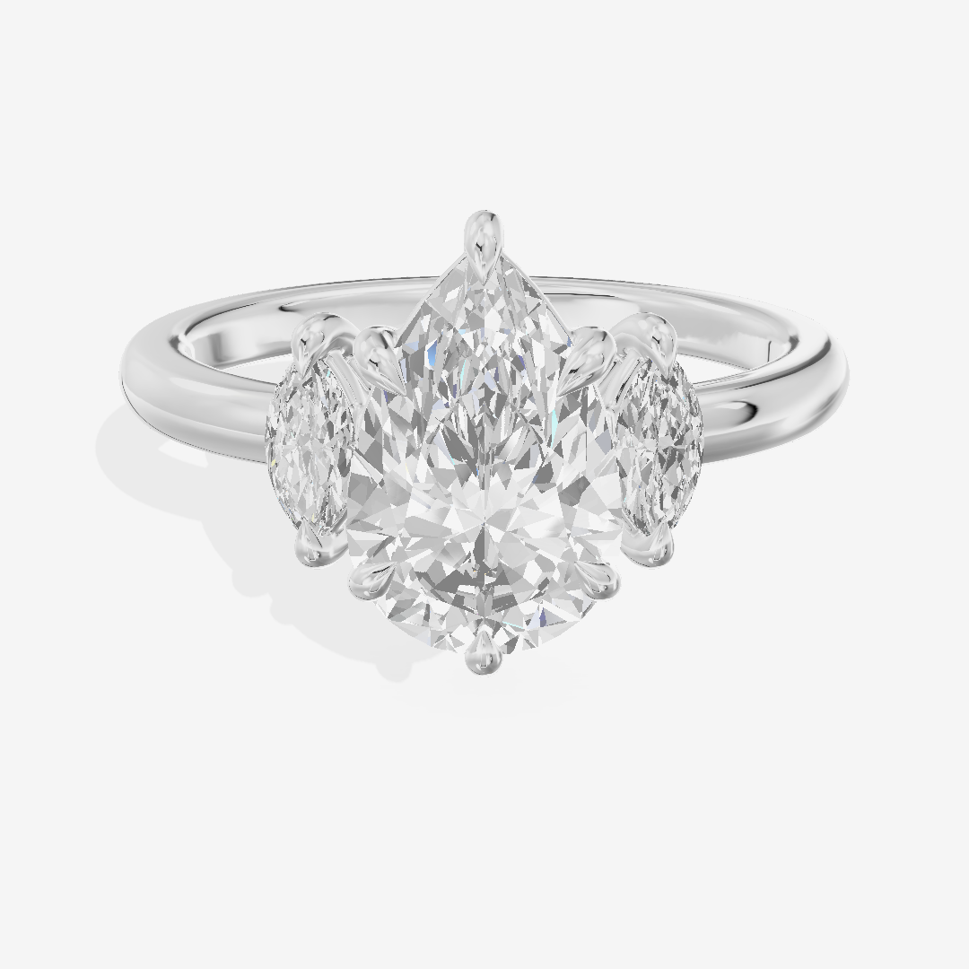 Classic Sincere Three Stone Pear Engagement Ring (1/3 ct. tw.) in 18K White Gold