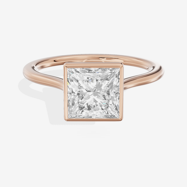 Petite Vowsae 1.5mm Princess Bezel Engagement Ring in 14K Rose Gold