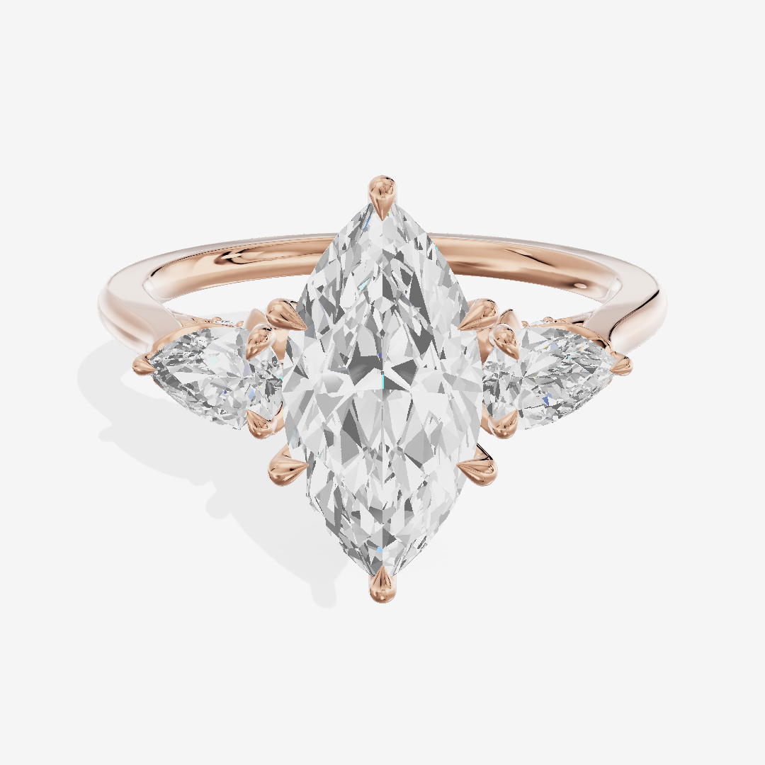 Modern Sincere Three Stone Marquise Engagement Ring (1/2 ct. tw.) in 14K Rose Gold