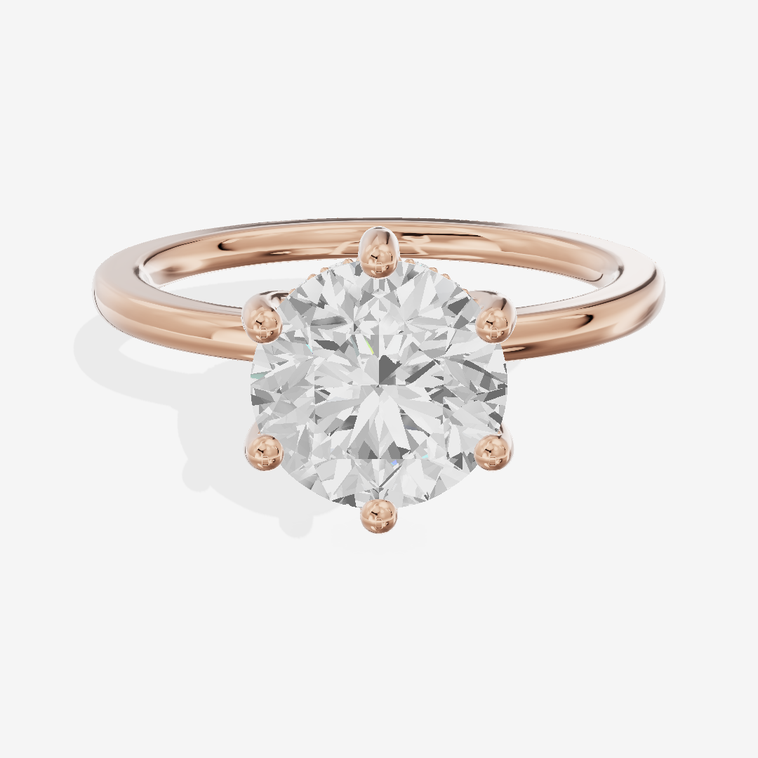Grand Reverya Round Hidden Halo Engagement Ring (1/20 ct. tw.) in 18K Rose Gold