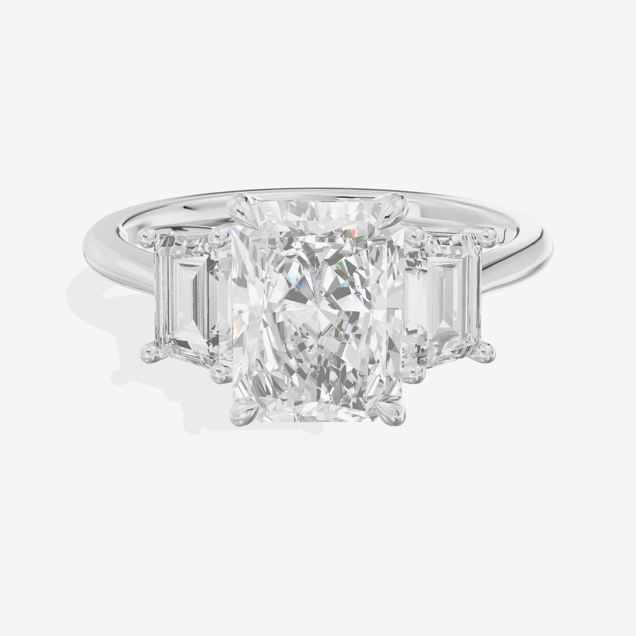 Luxe Promezza Three Stone Radiant Engagement Ring (3/5 ct. tw.) in 18K White Gold