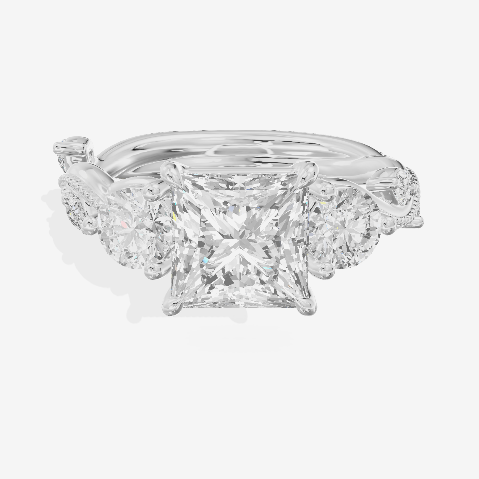 Vintage Belovae Princess Three Stone Engagement Ring (3/5 ct. tw.) in 18K White Gold