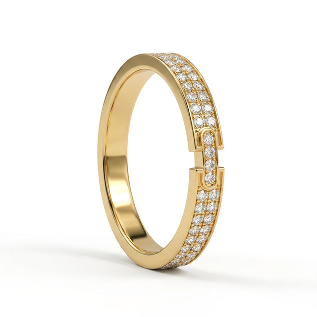 Low Profile Pavé Round Wedding Band (1/10 ct. tw.) in 18K White Gold