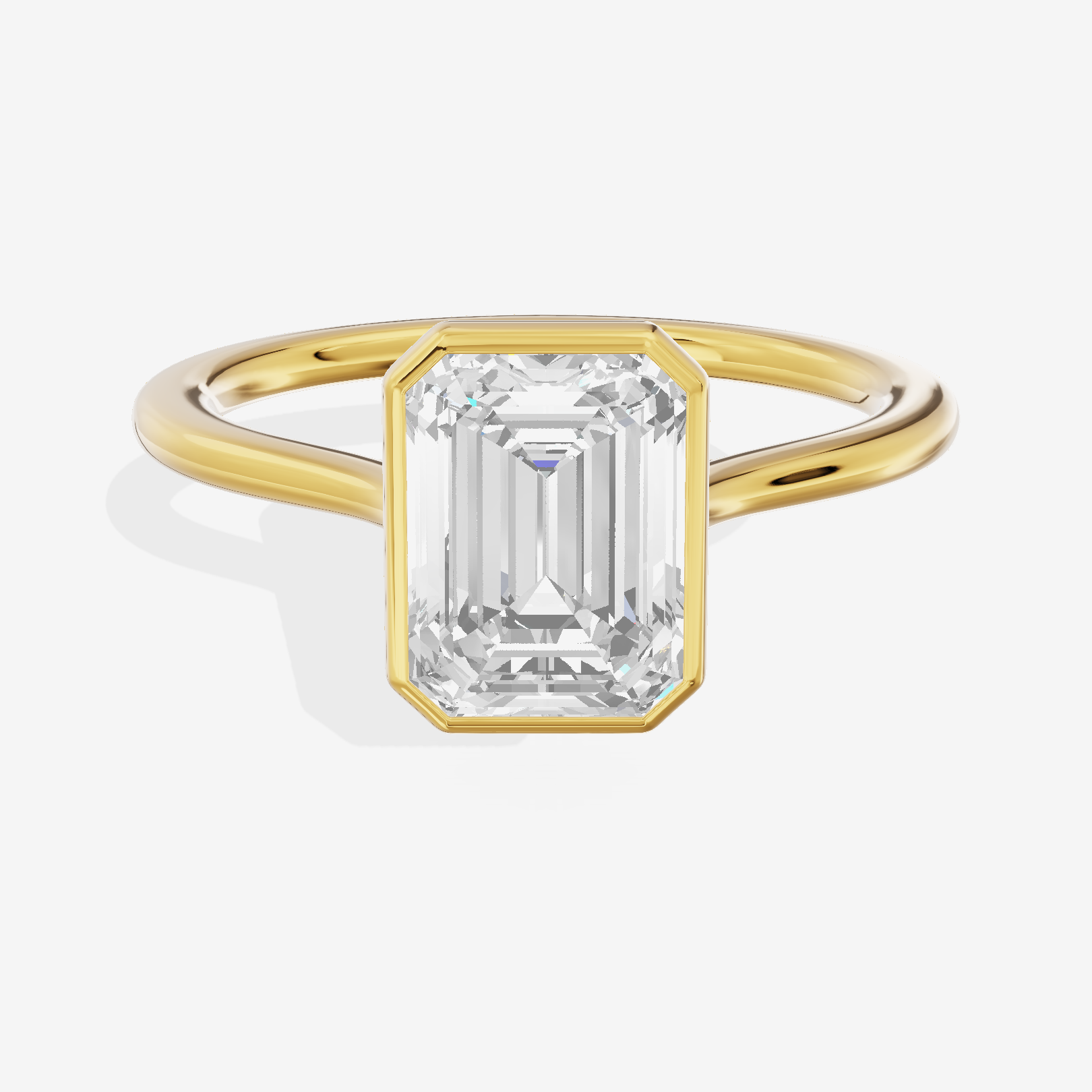 Petite Vowsae 1.5mm Emerald Bezel Engagement Ring in 14K Yellow Gold