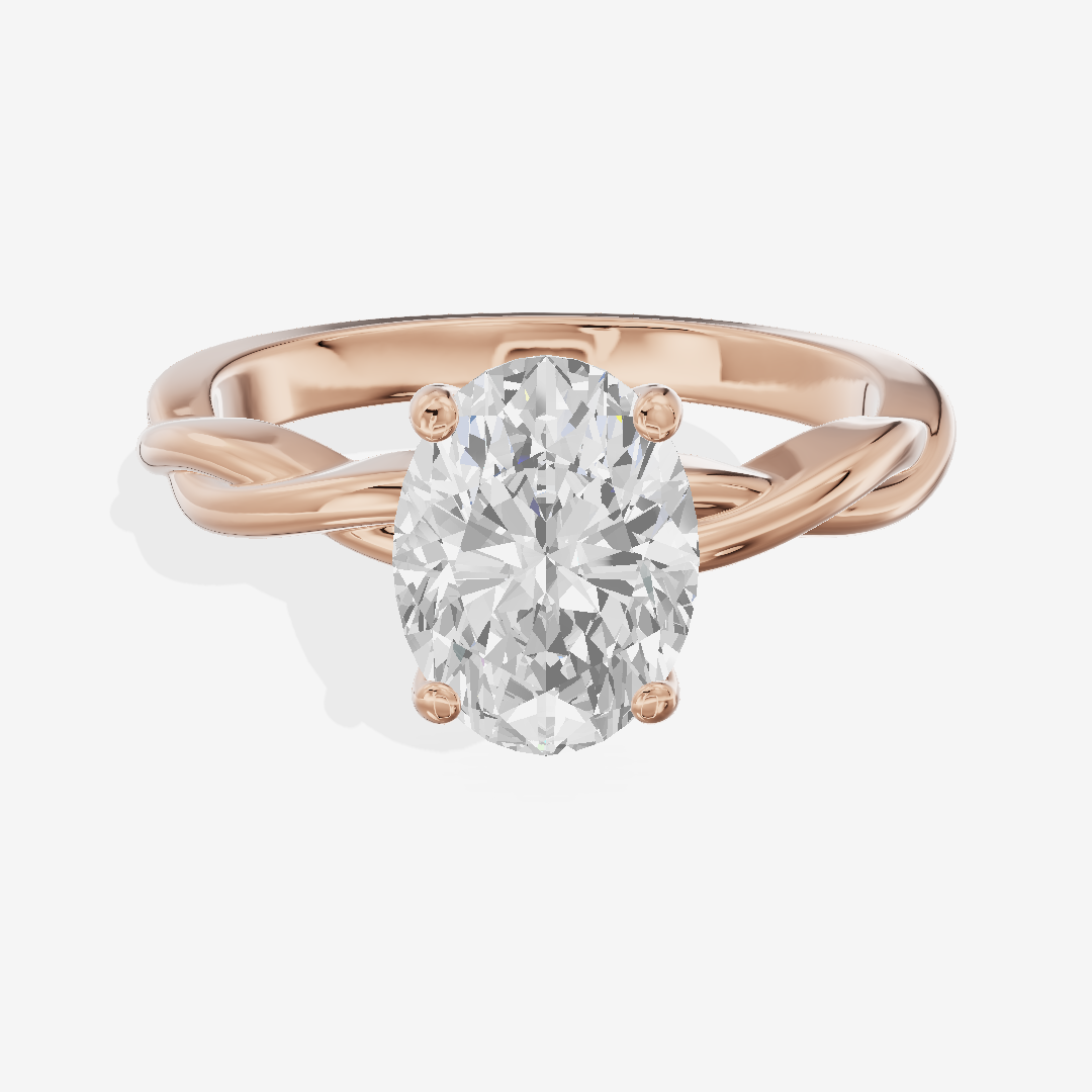 Twined Coeurine Oval Twisted Engagement Ring in 18K Rose Gold