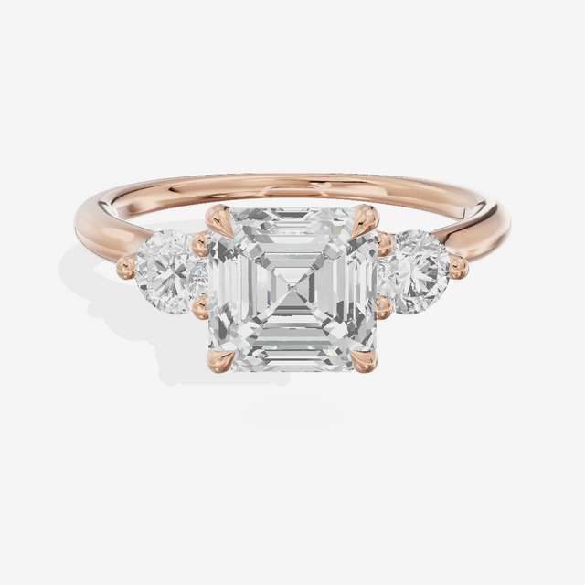 Eternal Vowsae Three Stone Asscher Engagement Ring (1/3 ct. tw.) in 18K Rose Gold