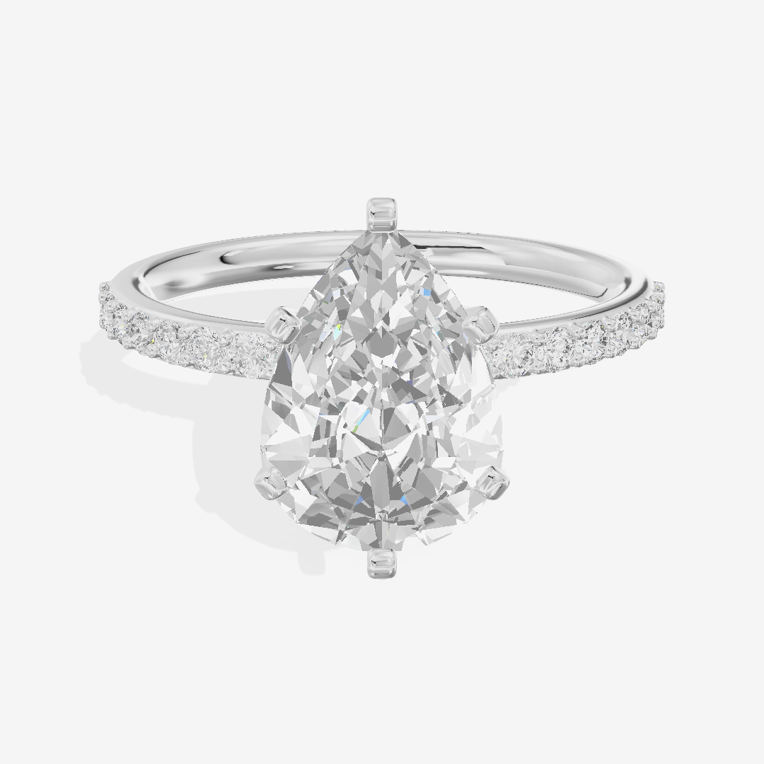 One of One Petite Pear Engagement Ring with Side Stones (1/4 ct. tw.) in Platinum