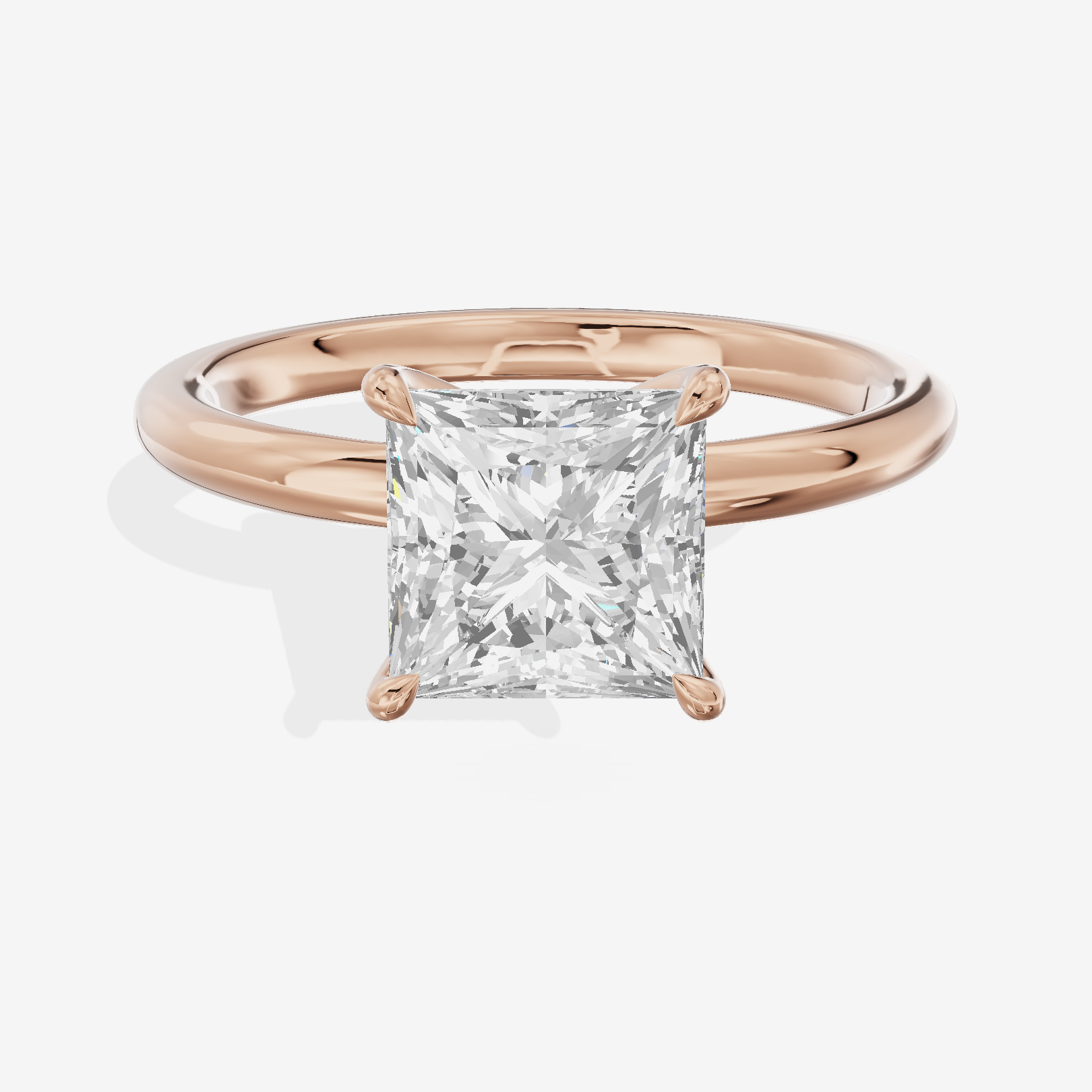 Adorae Solitaire 2mm Princess Engagement Ring in 18K Rose Gold