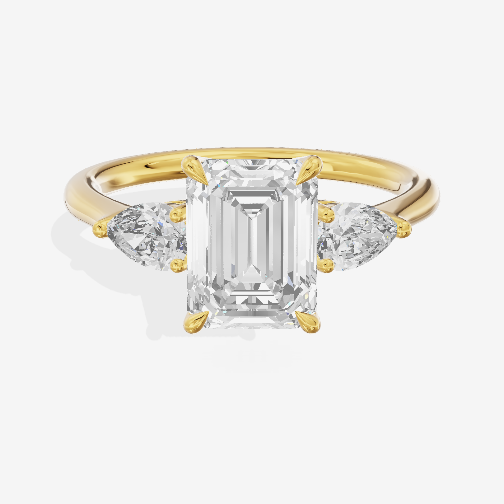 Luxe Aimora Three Stone Emerald Engagement Ring (3/4 ct. tw.) in 14K Yellow Gold