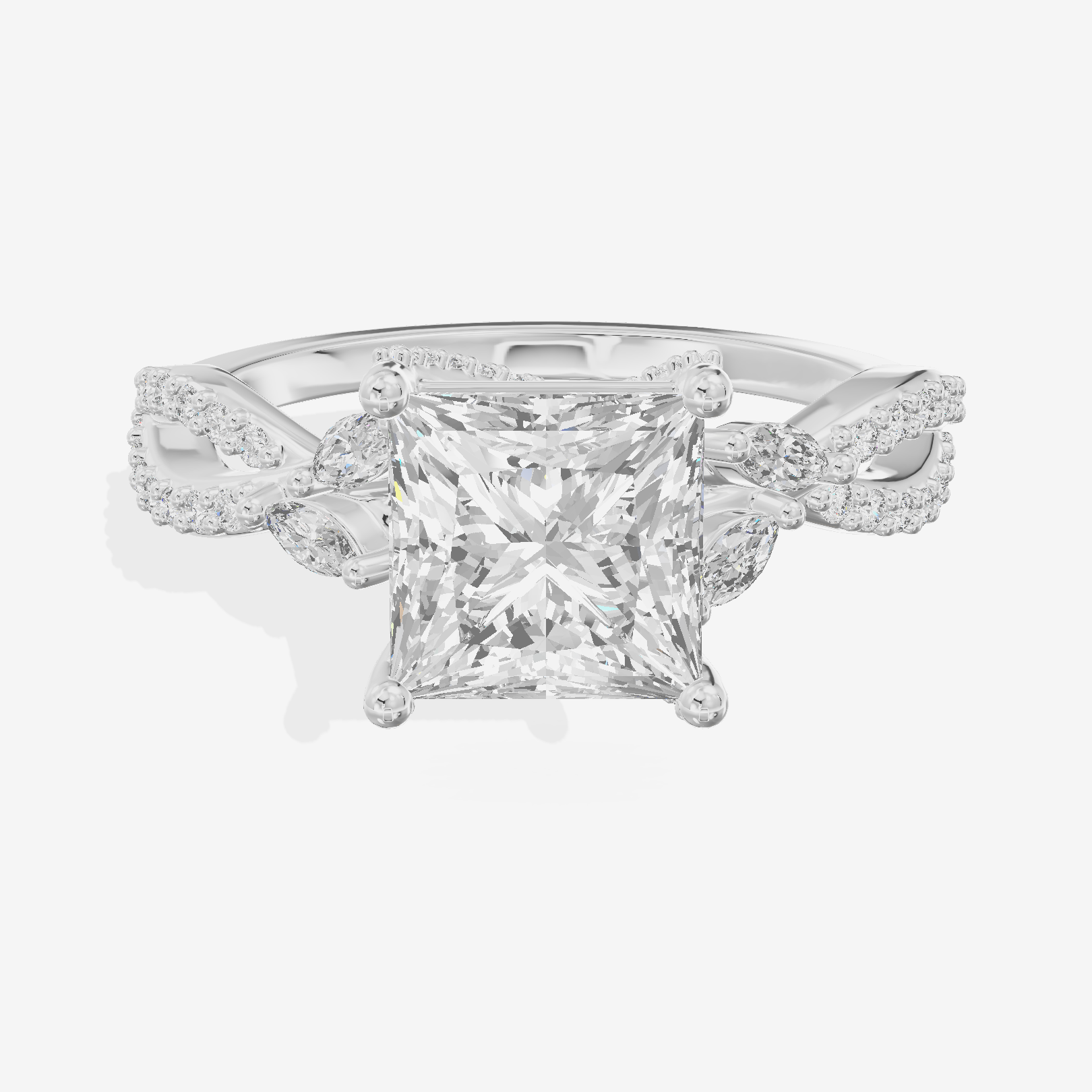 Luxe Heartline 1.5mm Princess Engagement Ring with Side Stones (1/3 ct. tw.) in 14K White Gold