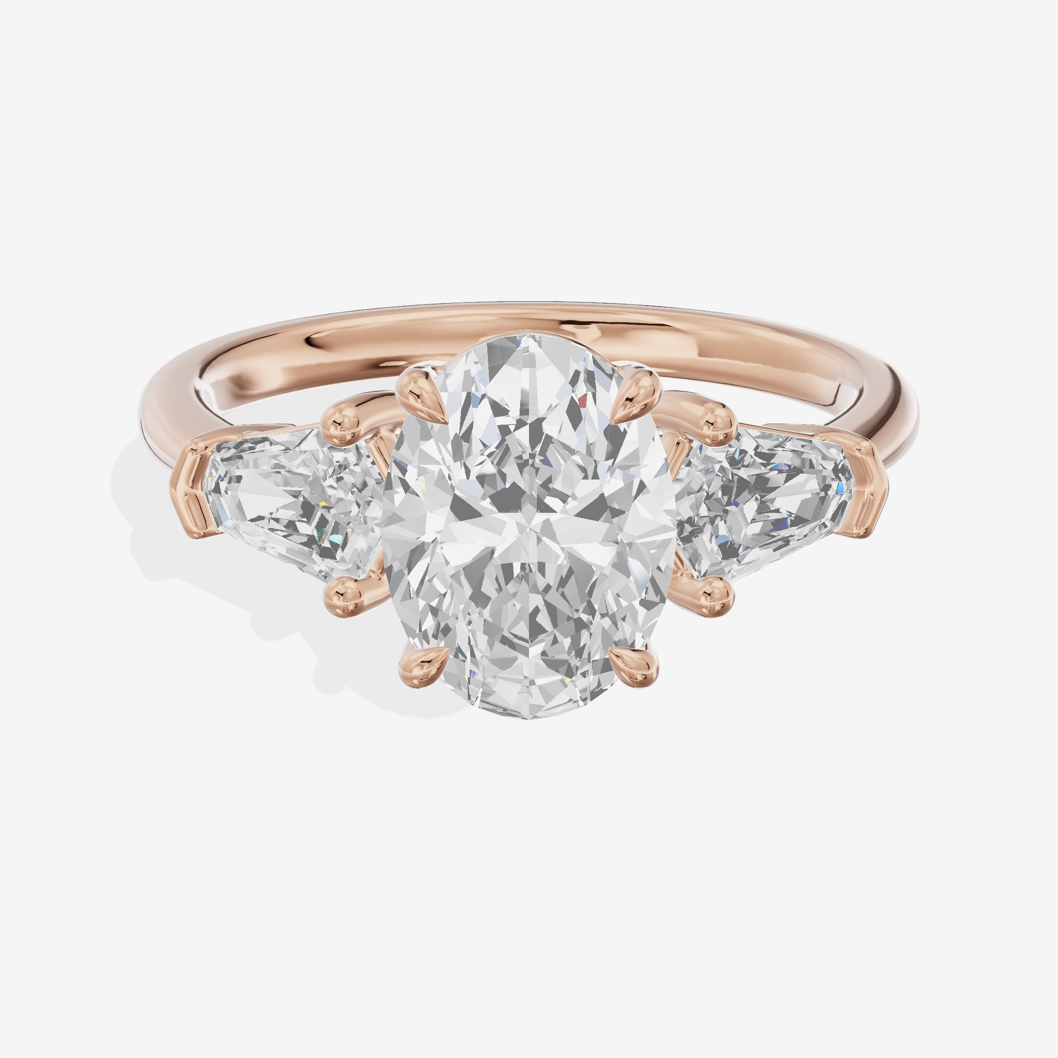 Classic Mirth Oval Three Stone Engagement Ring (1/2 ct. tw.) in 14K Rose Gold