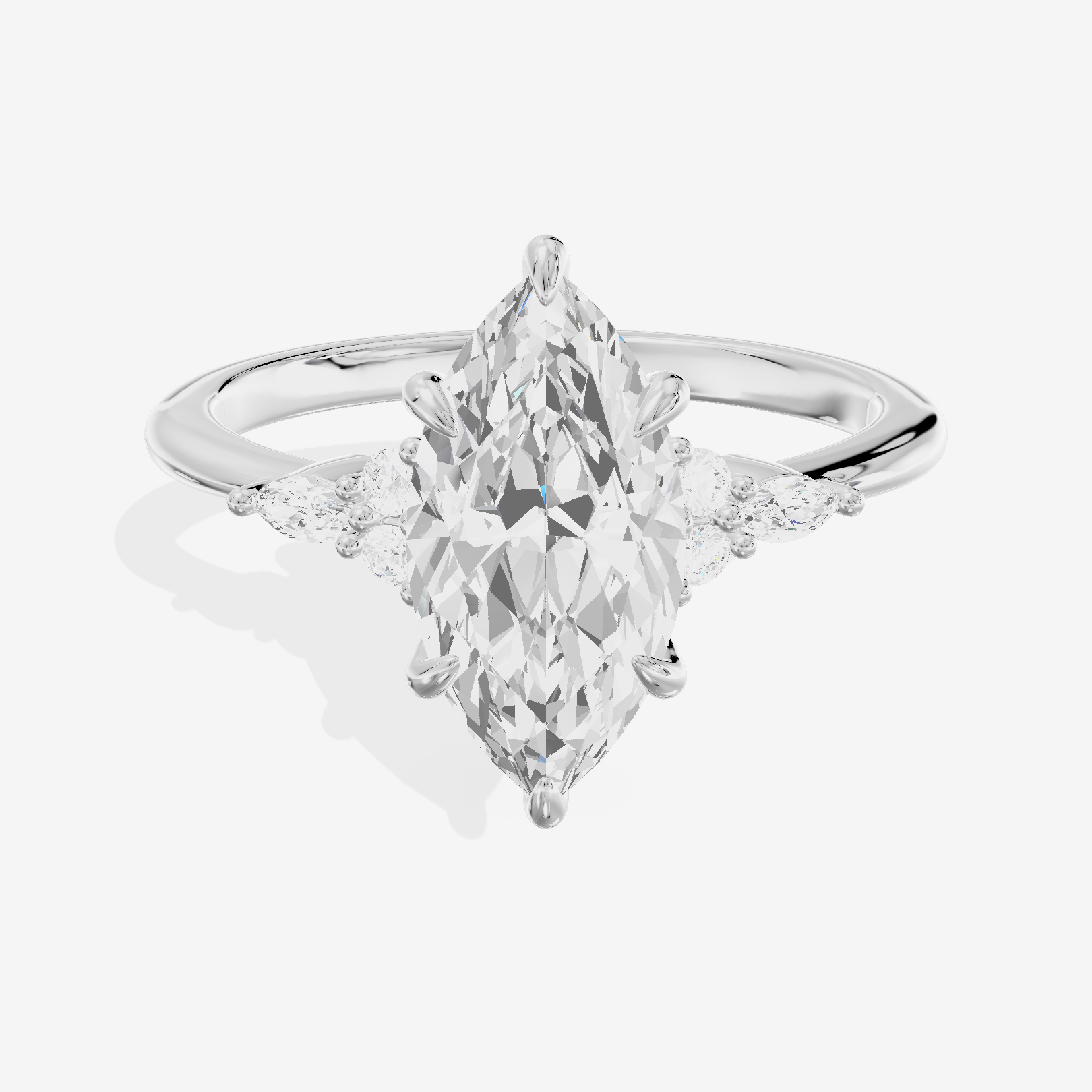 Luxe Tender Marquise Engagement Ring with Side Stones (1/8 ct. tw.) in 14K White Gold