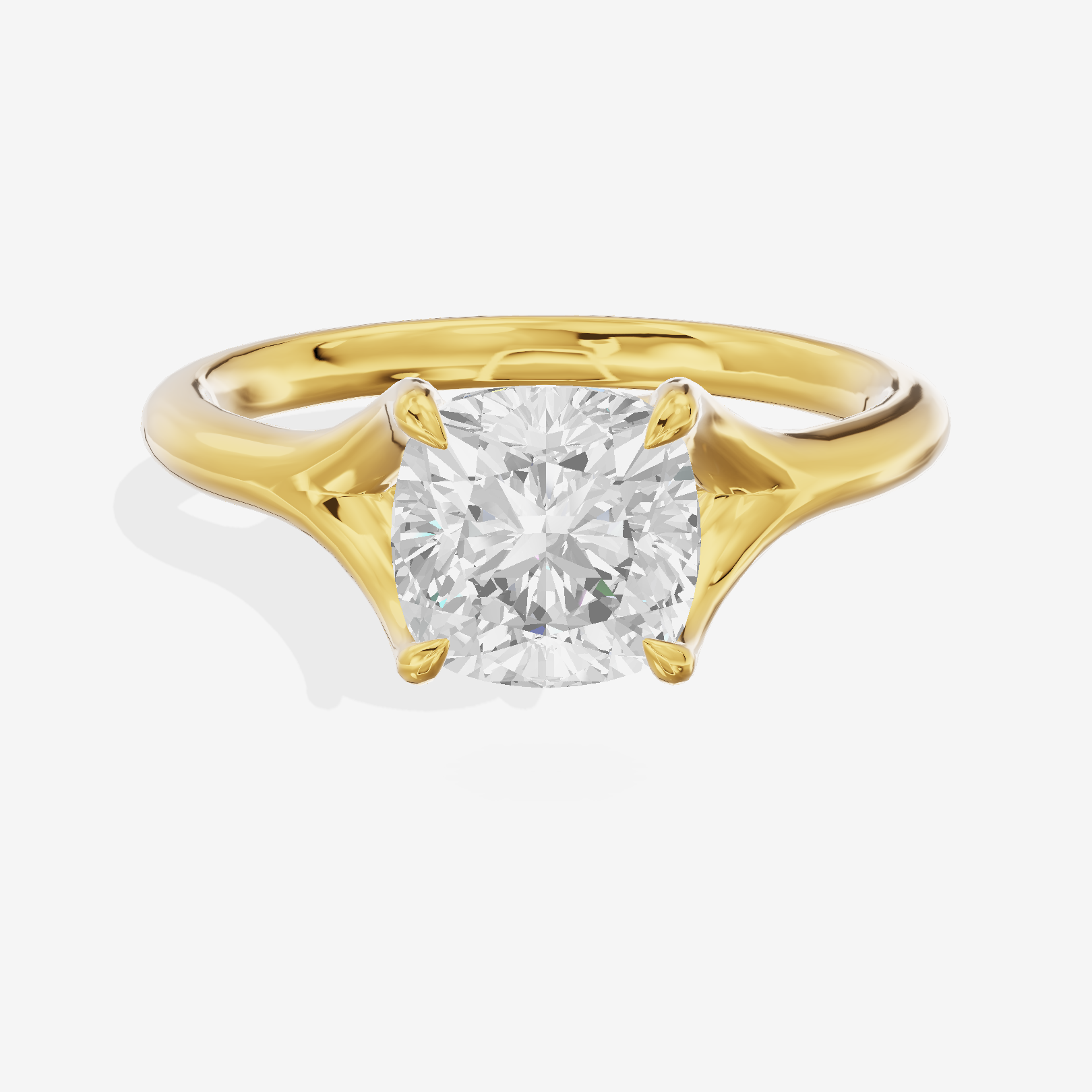 Classic Aurea 2mm Cushion Solitaire Engagement Ring in 14K Yellow Gold