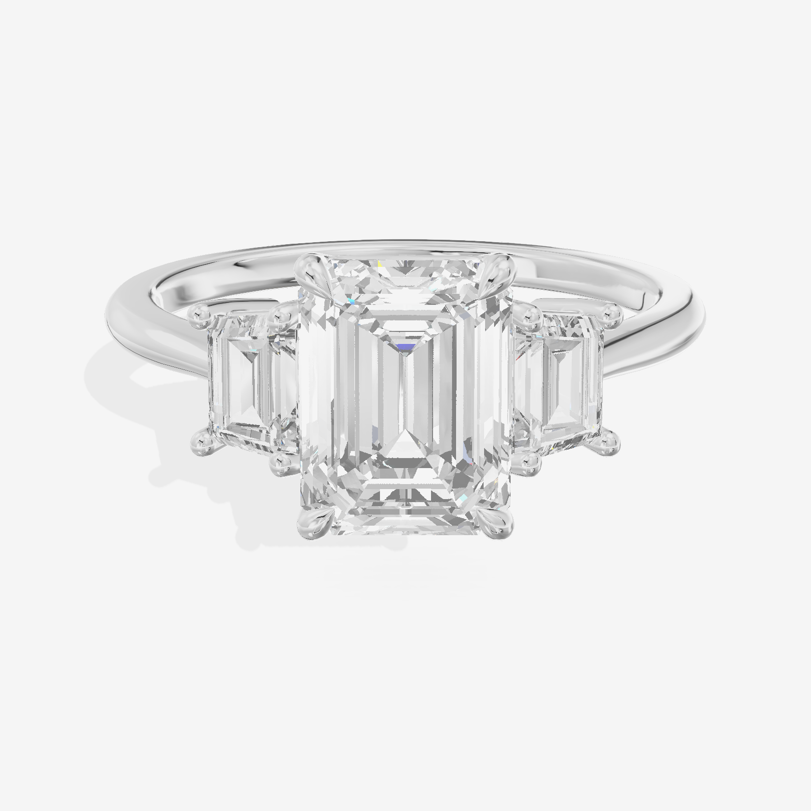 Triade Side Stone Emerald Three Stone Engagement Ring (2/5 ct. tw.) in Platinum