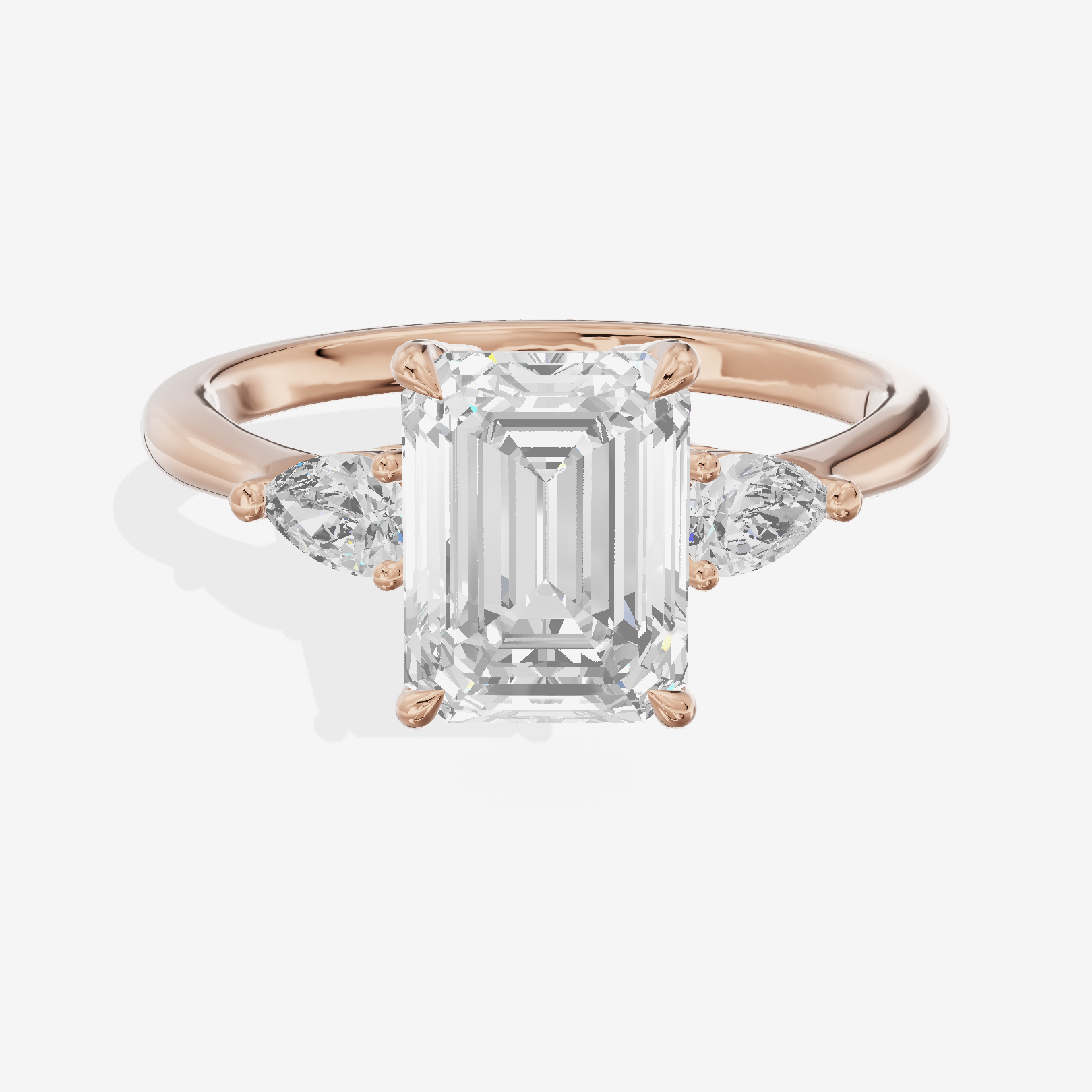 Petite Aimora Three Stone Emerald Engagement Ring (1/4 ct. tw.) in 18K Rose Gold