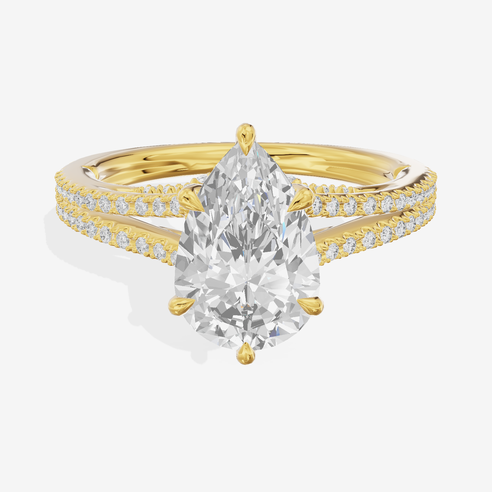 Aimora Cathedral 2mm Pear Solitaire Engagement Ring (1/3 ct. tw.) in 14K Yellow Gold