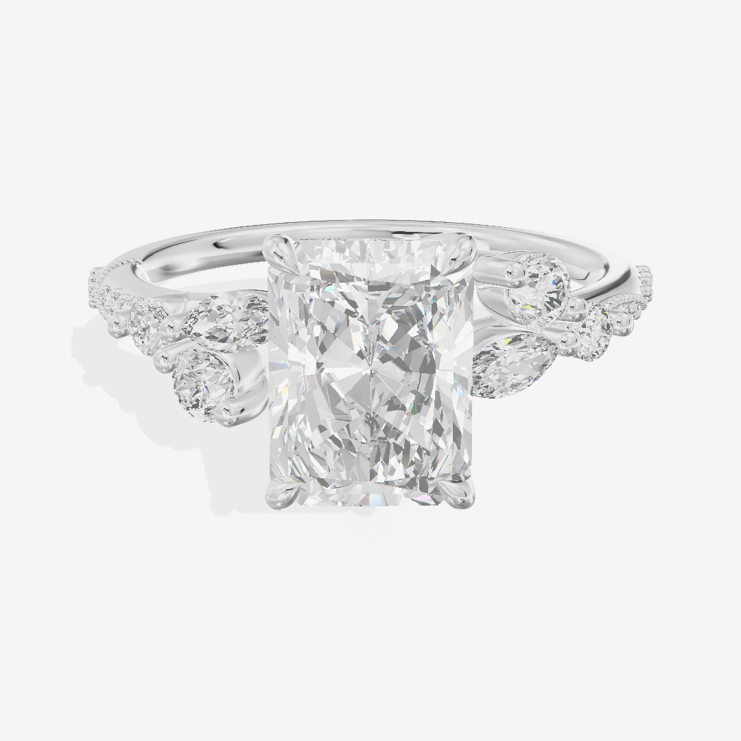 Luxe Halcyon Radiant Milgrain Engagement Ring (1/3 ct. tw.) in Platinum