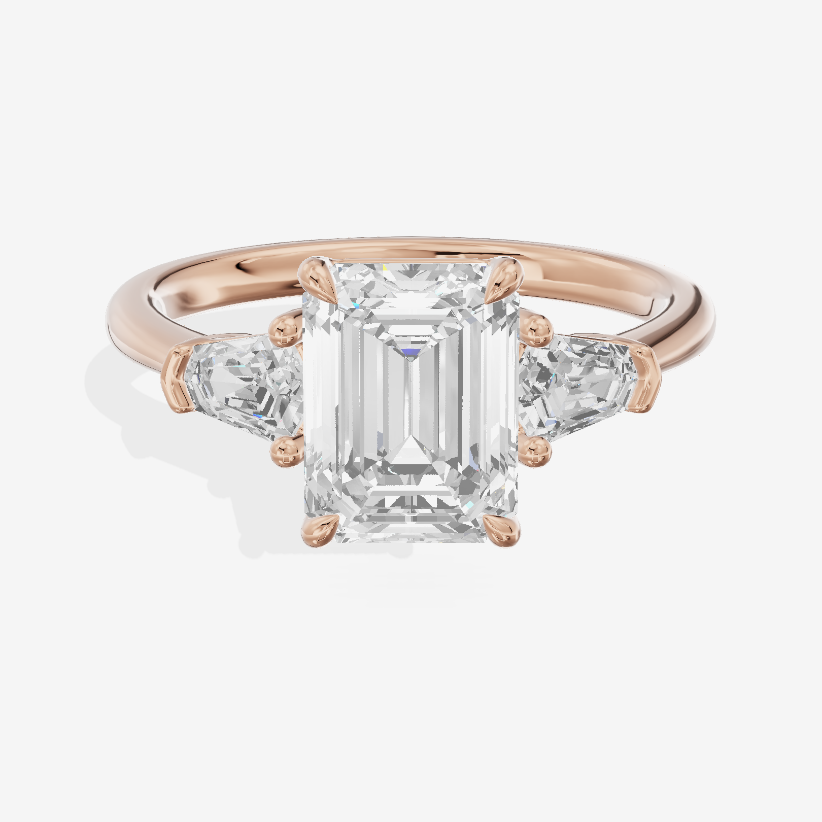Maia Three Stone Emerald Engagement Ring (1/4 ct. tw.) in 14K Rose Gold
