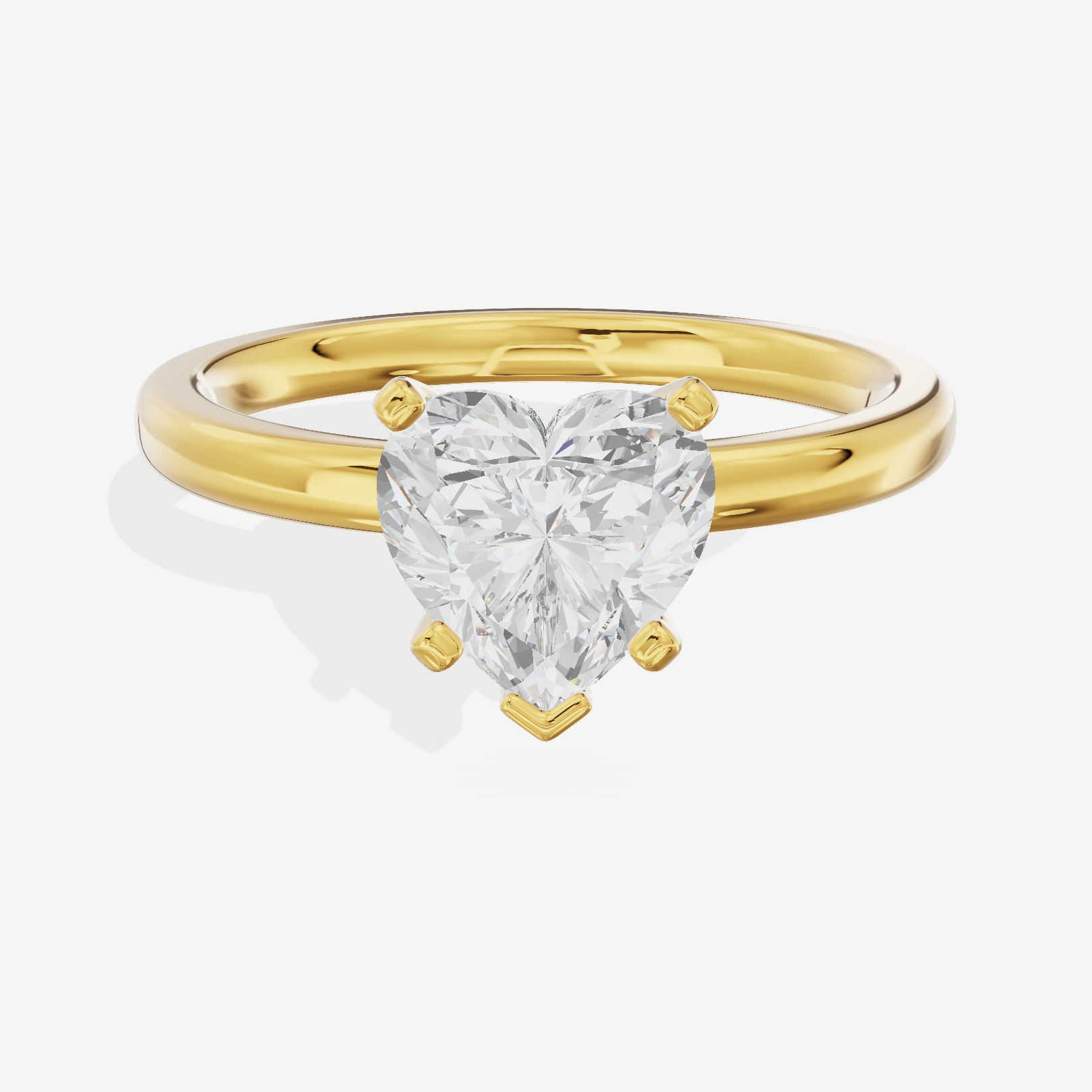 Sincere 2mm Heart Solitaire Engagement Ring in 18K Yellow Gold