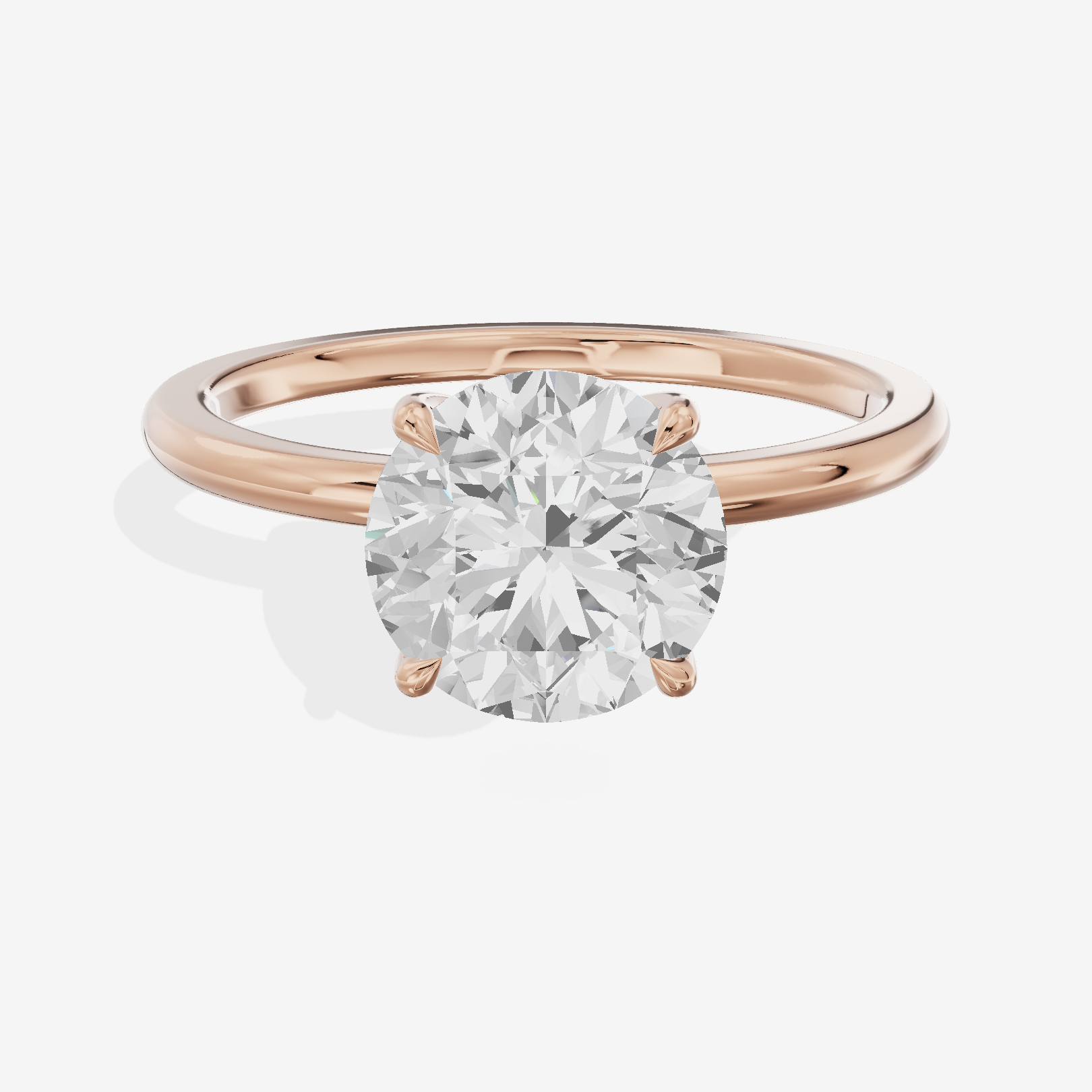 Lustrous Repose 1.5mm Round Comfort Fit Engagement Ring in 14K Rose Gold