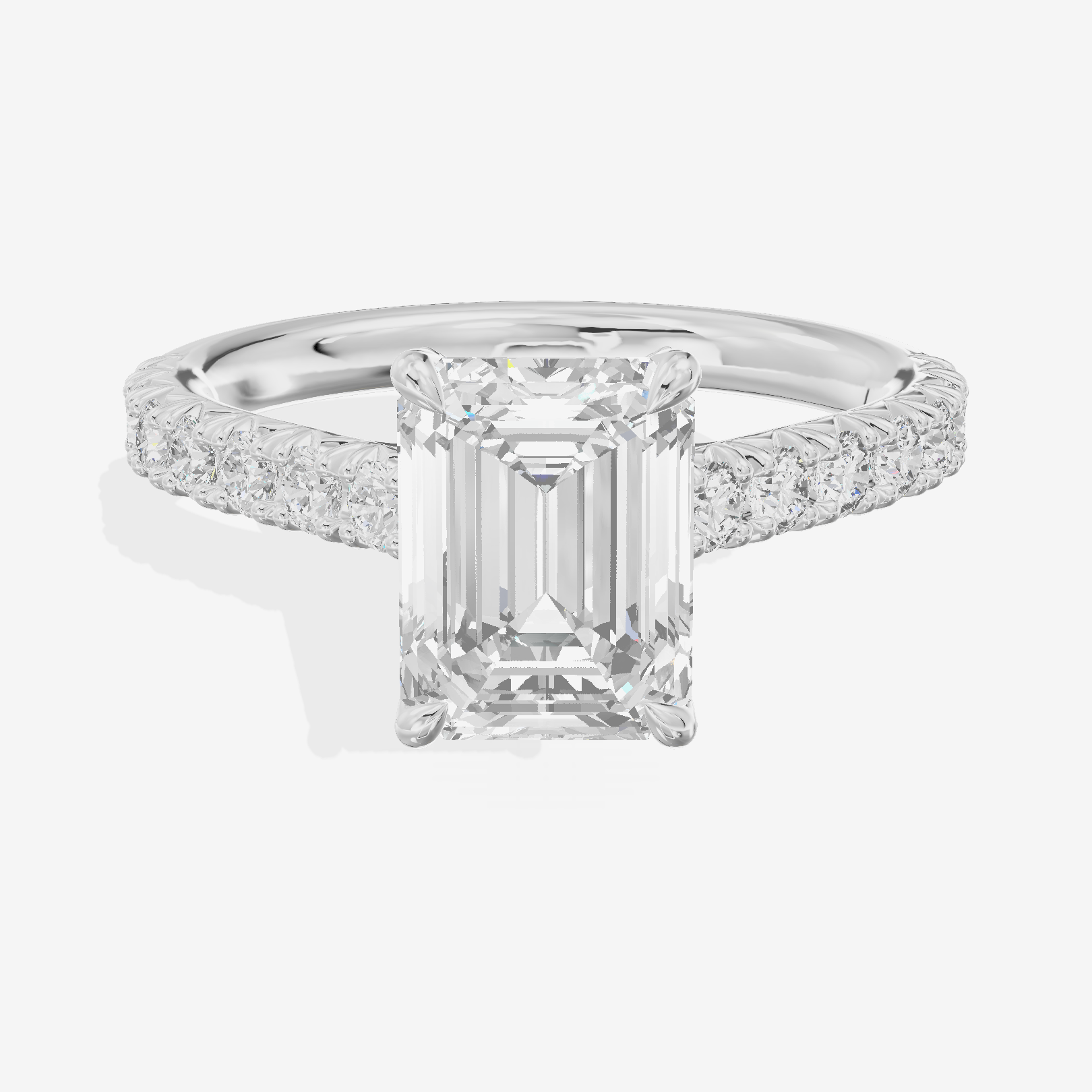 One of One Hidden Halo Emerald Engagement Ring (1/2 ct. tw.) in 14K White Gold