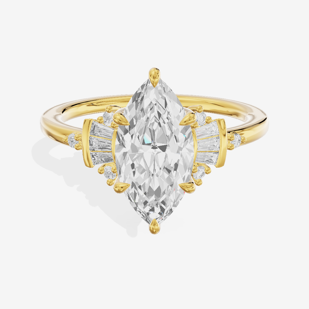Lightwoven Pavé Marquise Engagement Ring with Side Stones (1/8 ct. tw.) in 18K Yellow Gold